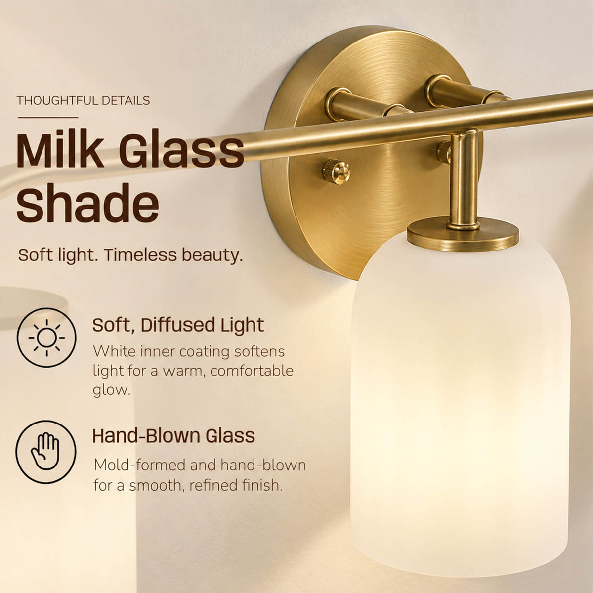 Modern Milk Glass Shade Vanity Light Wall Sconce