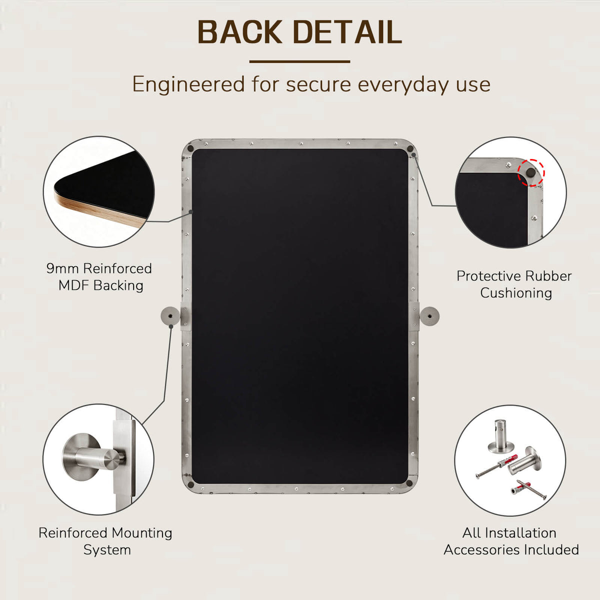 Tilting Rectangular Pivot Mirror for Bathroom/Vanity Floating Mirror | Stainless Steel Frame