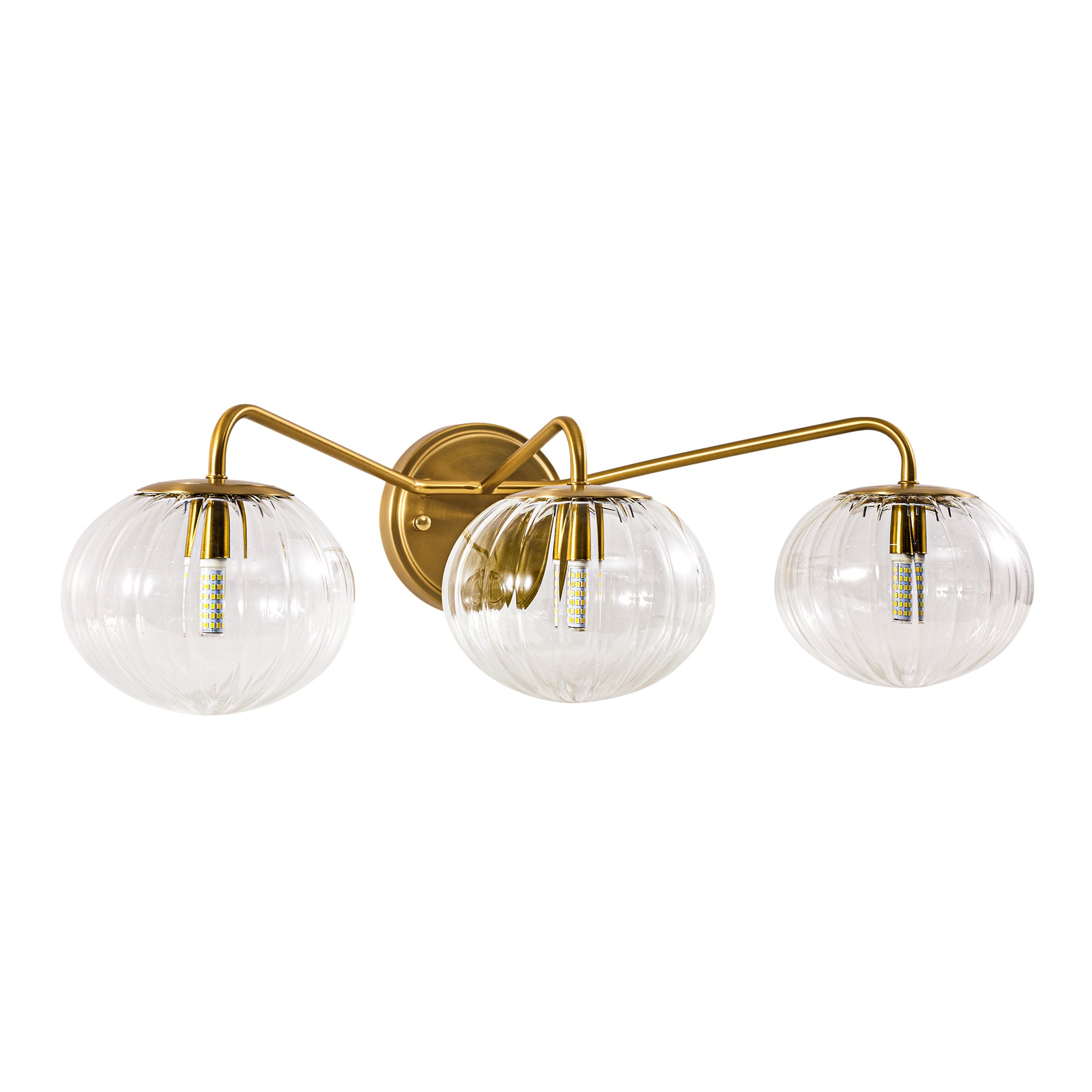 Contemporary Pumpkin Clear Glass Shades Bathroom Wall Sconce