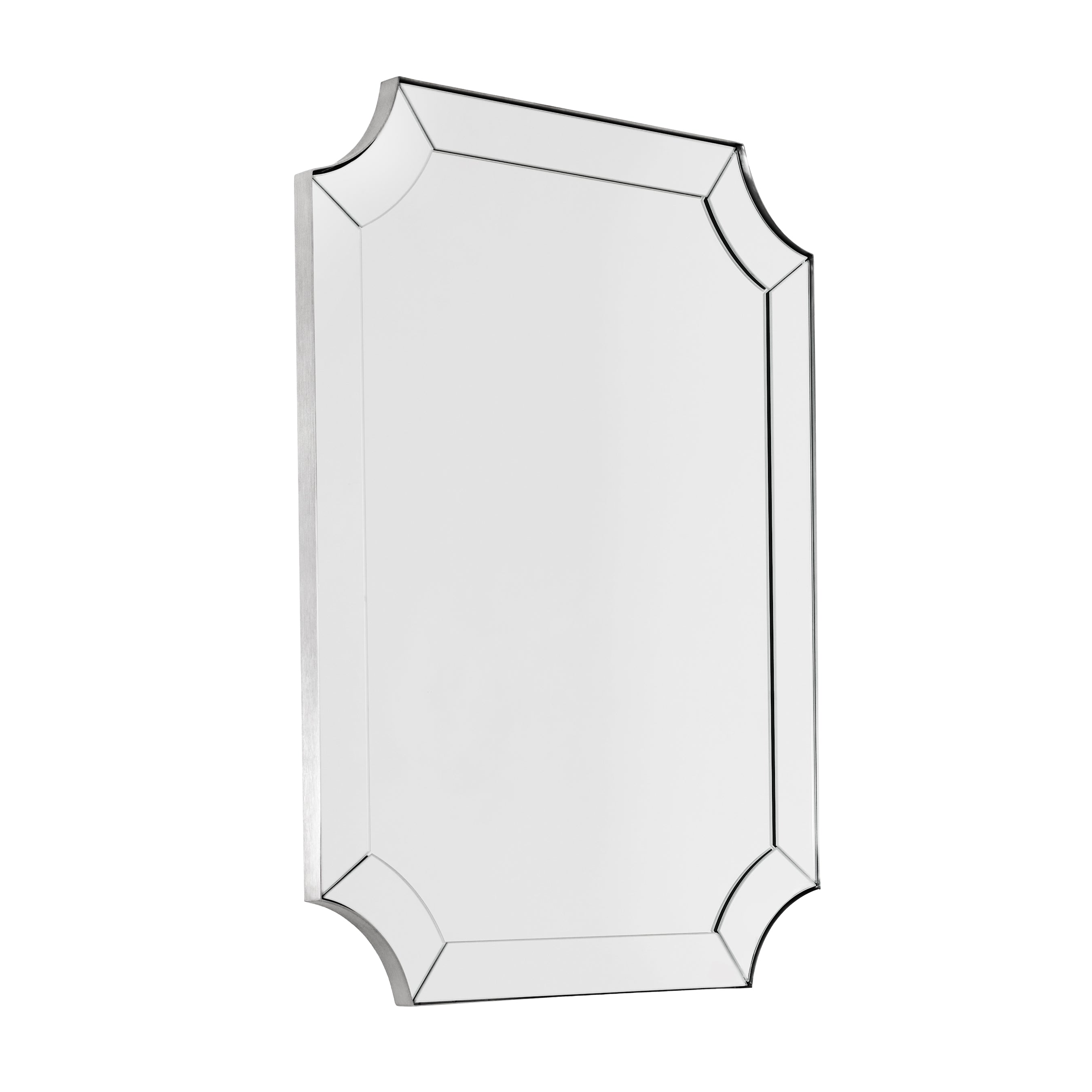 Minuette Glass Tiles Edge Scalloped Bathroom Vanity Mirrors | Stainless Steel Frame