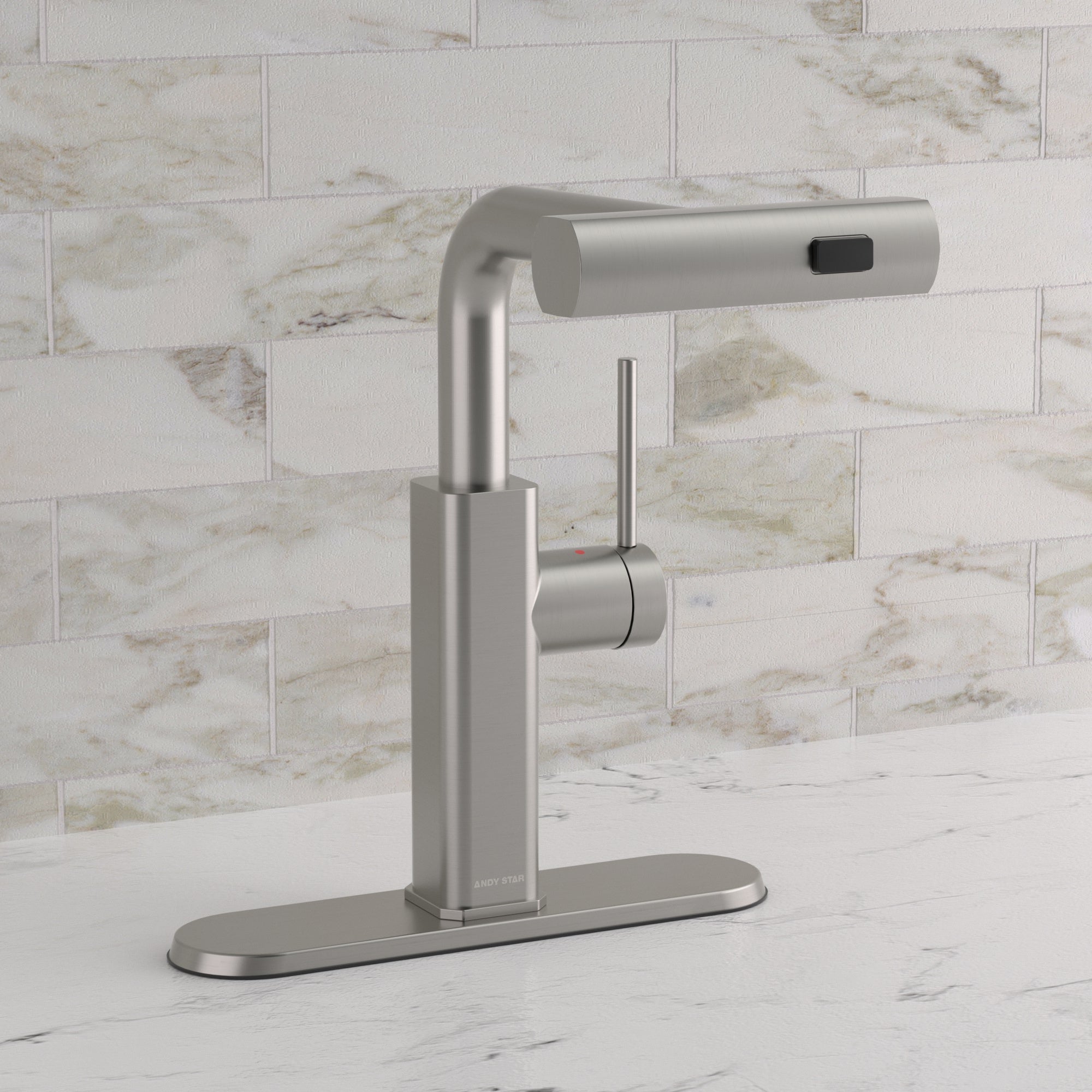 ANDY STAR Modern Pull-Out Kitchen Faucet with Sprayer 3 in 1 Waterfall Stainless Steel Sink Faucet