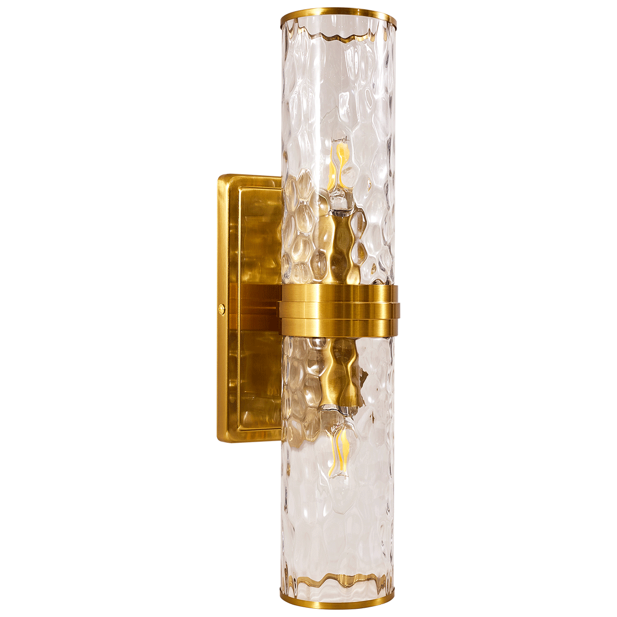 Elegant Hammer Glass Double-Cylinder Shade Wall Sconce Bathroom Light Fixture