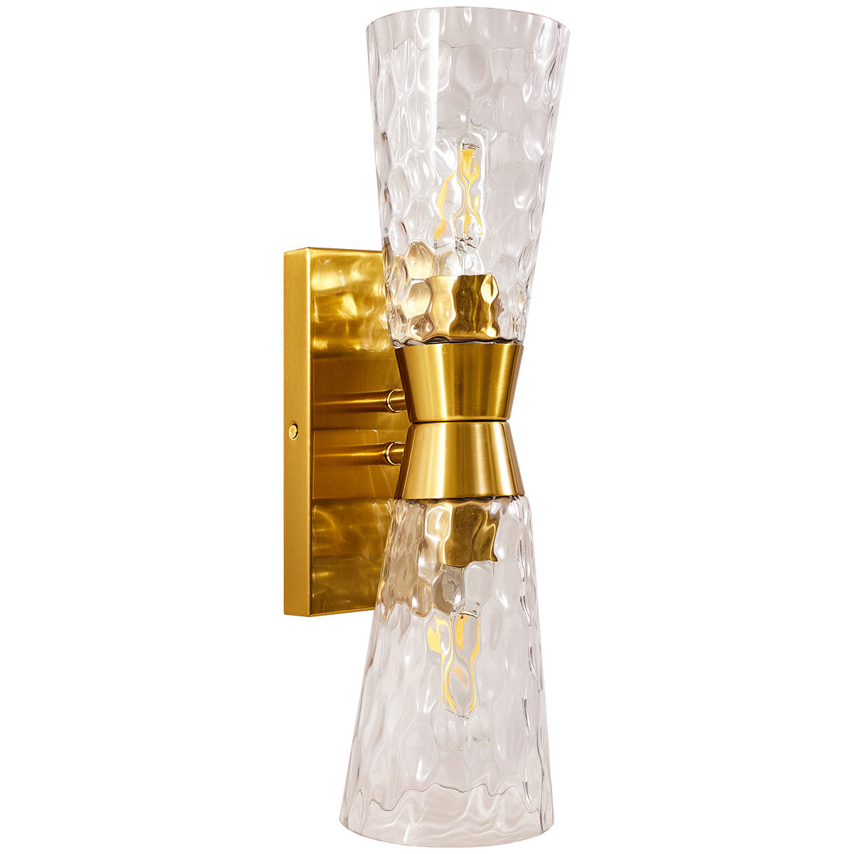 Artistic Double Sconce Flared Hammer Glass Shade Bathroom Light Fixtures