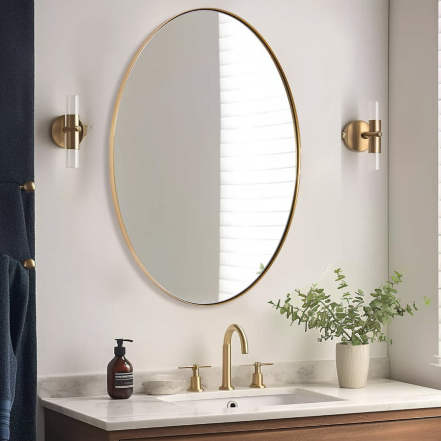 Modern Oval Bathroom Wall Mirrors |Stainless Steel Framed