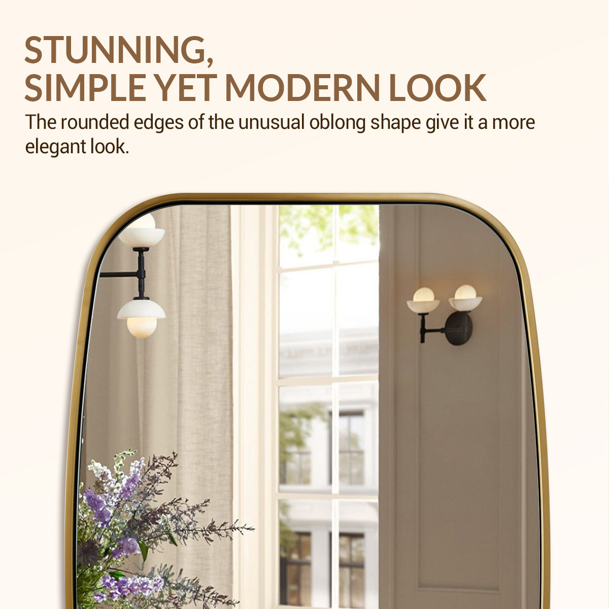 Contemporary Long Oval Oblong Bathroom Mirror | Stainless Steel Frame