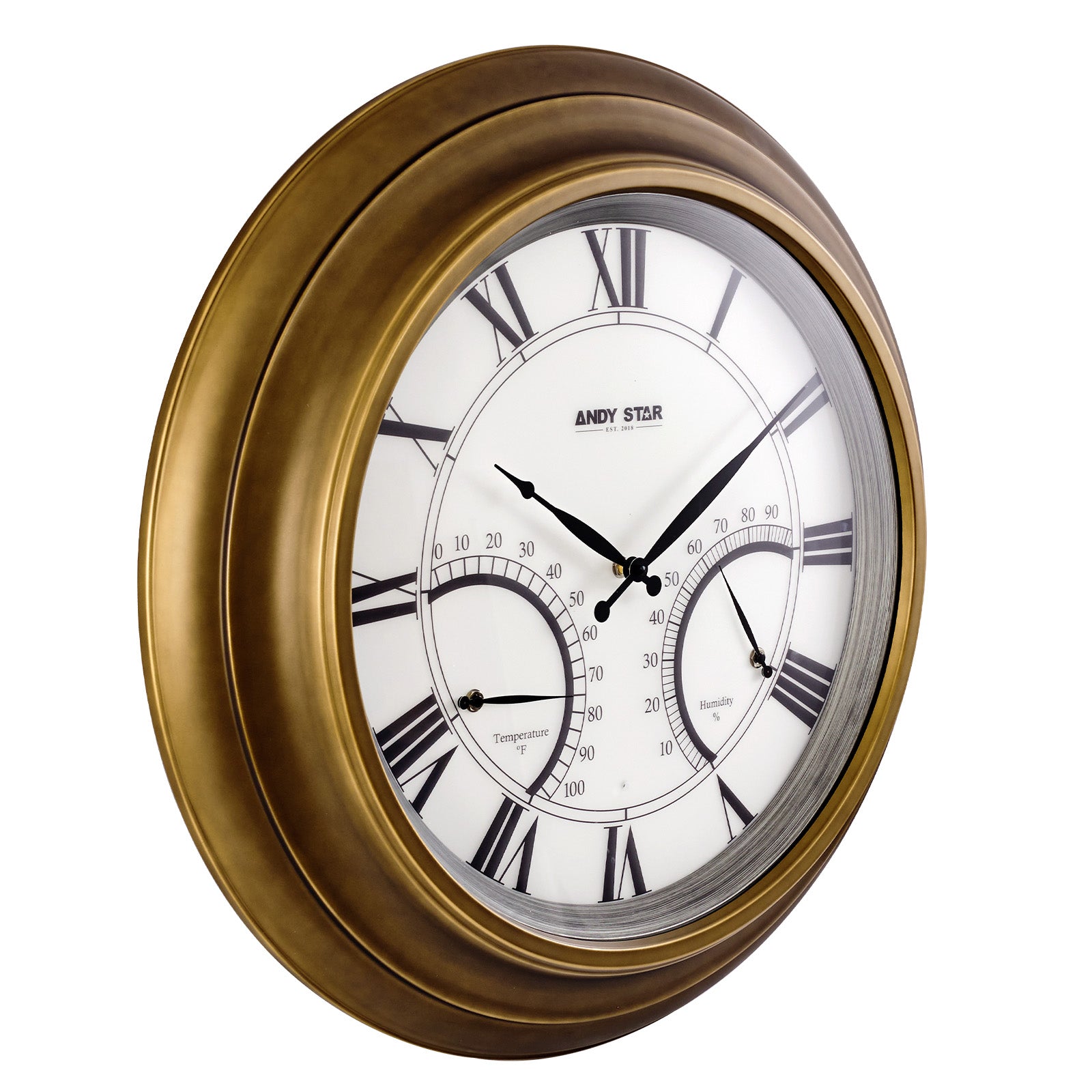 Contemporary Large Outdoor Wall Clock with Thermometer Waterproof Illuminated,24 Inch