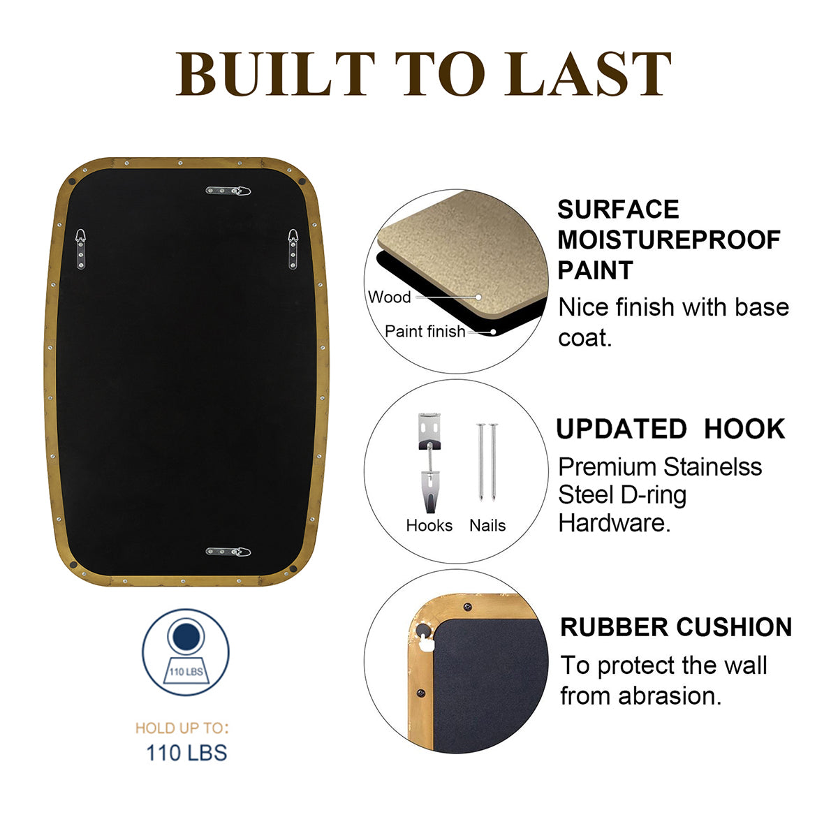 Modern Oval Oblong Bathroom Vanity Mirror | Stainless Steel Frame