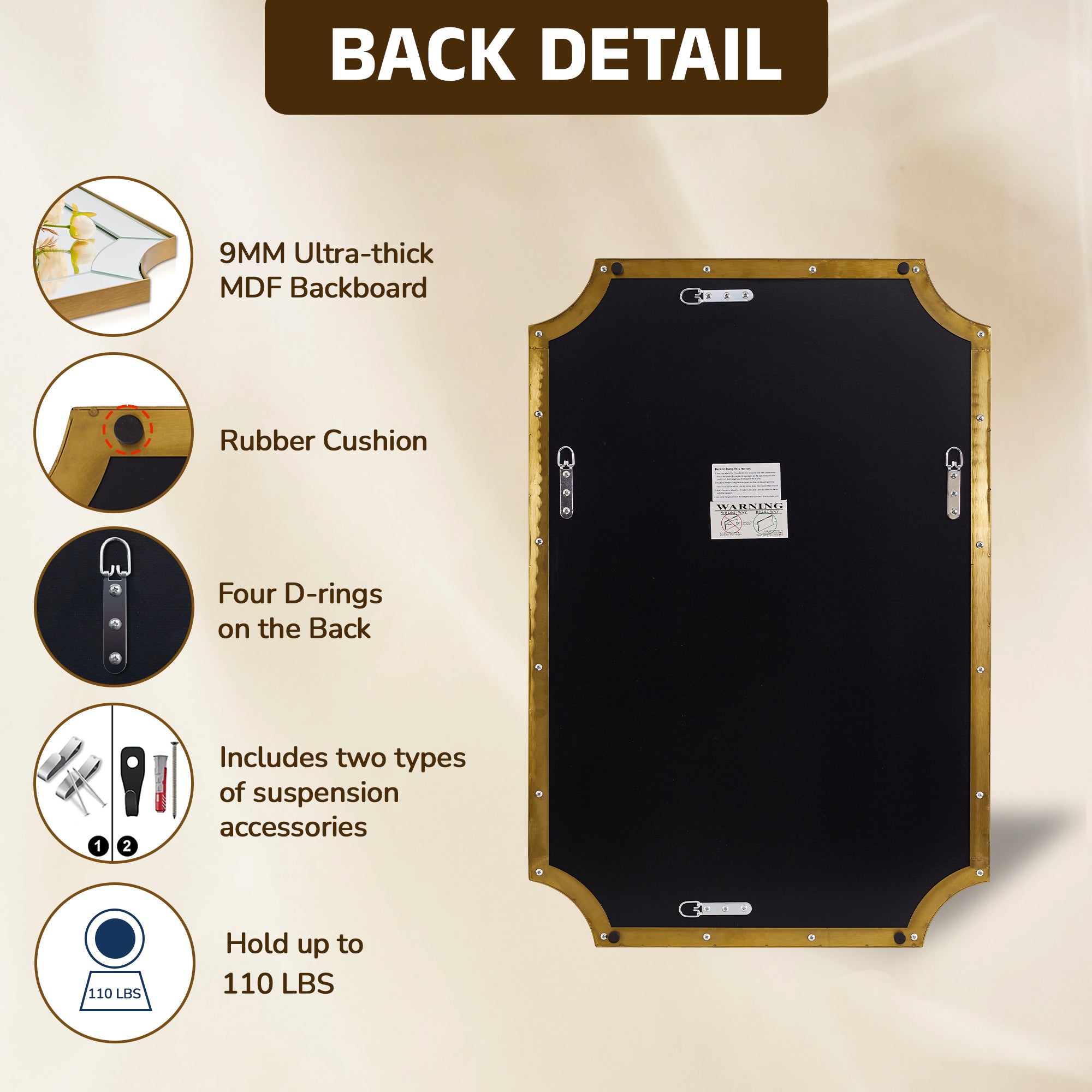 Minuette Glass Tiles Edge Scalloped Bathroom Vanity Mirrors | Stainless Steel Frame