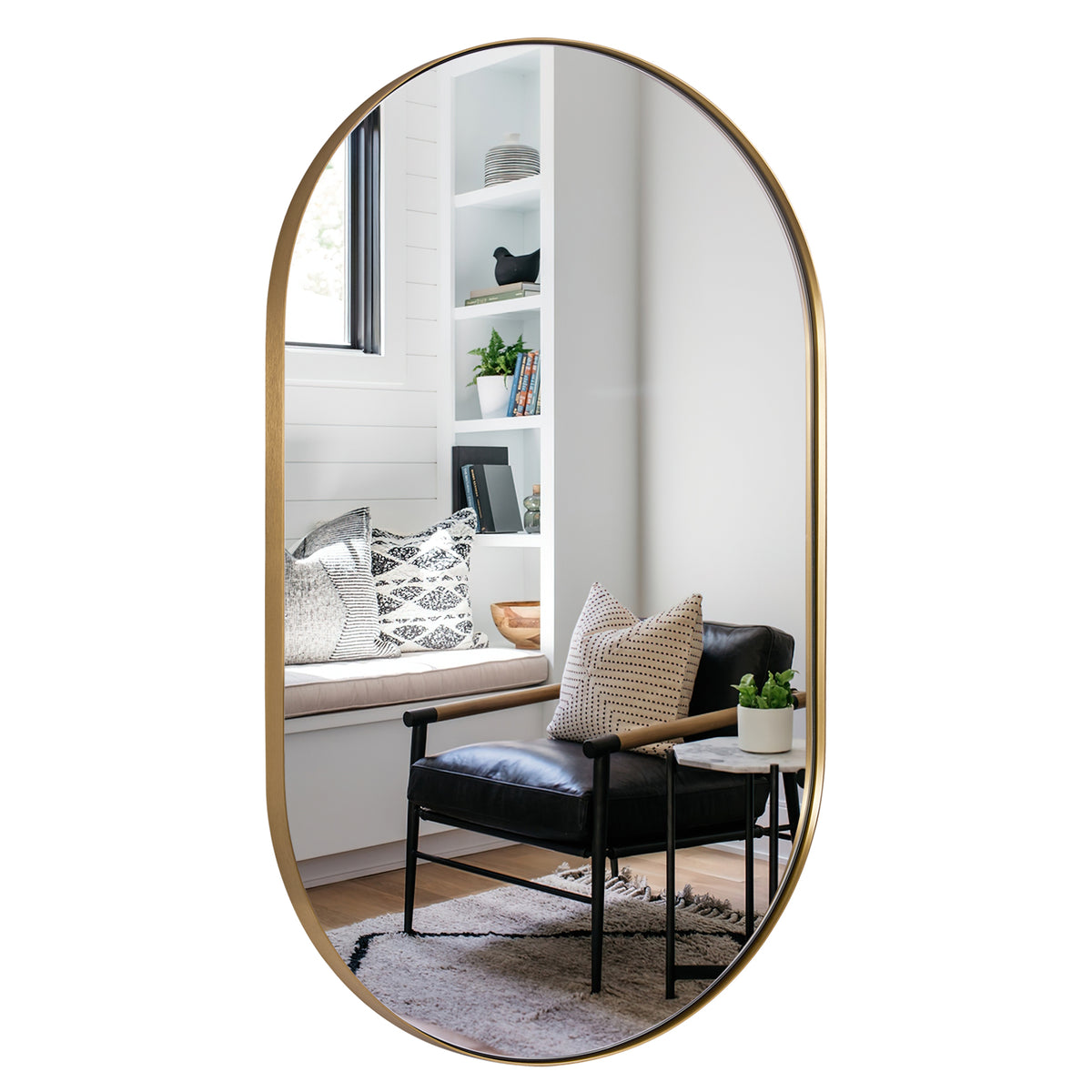 Full Length Pill Shaped Mirrors Wall Mounted, Full Body Long Leaning Mirror