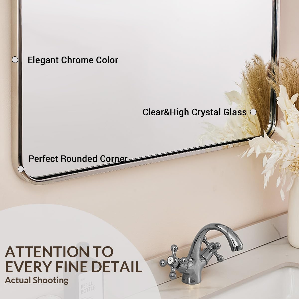 Contemporary Bold Stainless Steel Framed Arched Wall Mirrors for Bathroom, Living Room, Entry