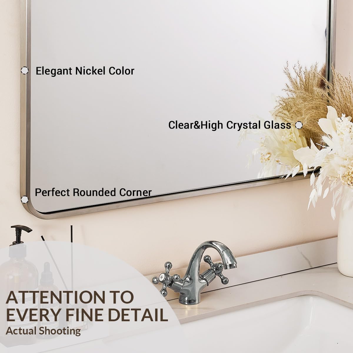Contemporary Bold Stainless Steel Framed Arched Wall Mirrors for Bathroom, Living Room, Entry