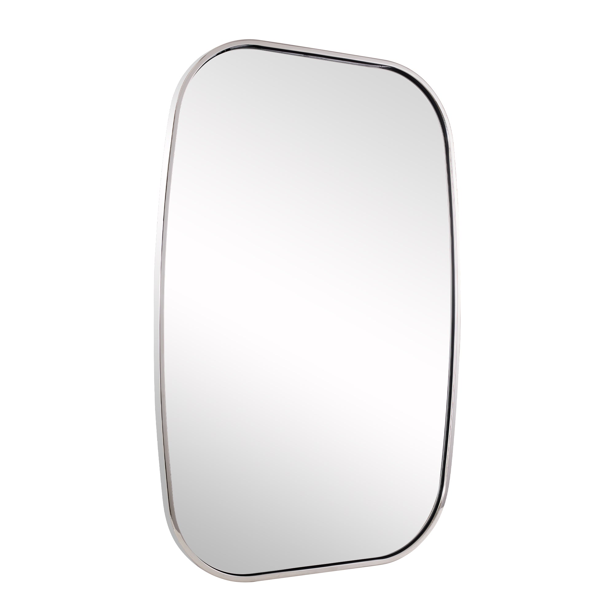 Contemporary Long Oval Oblong Bathroom Mirror | Stainless Steel Frame