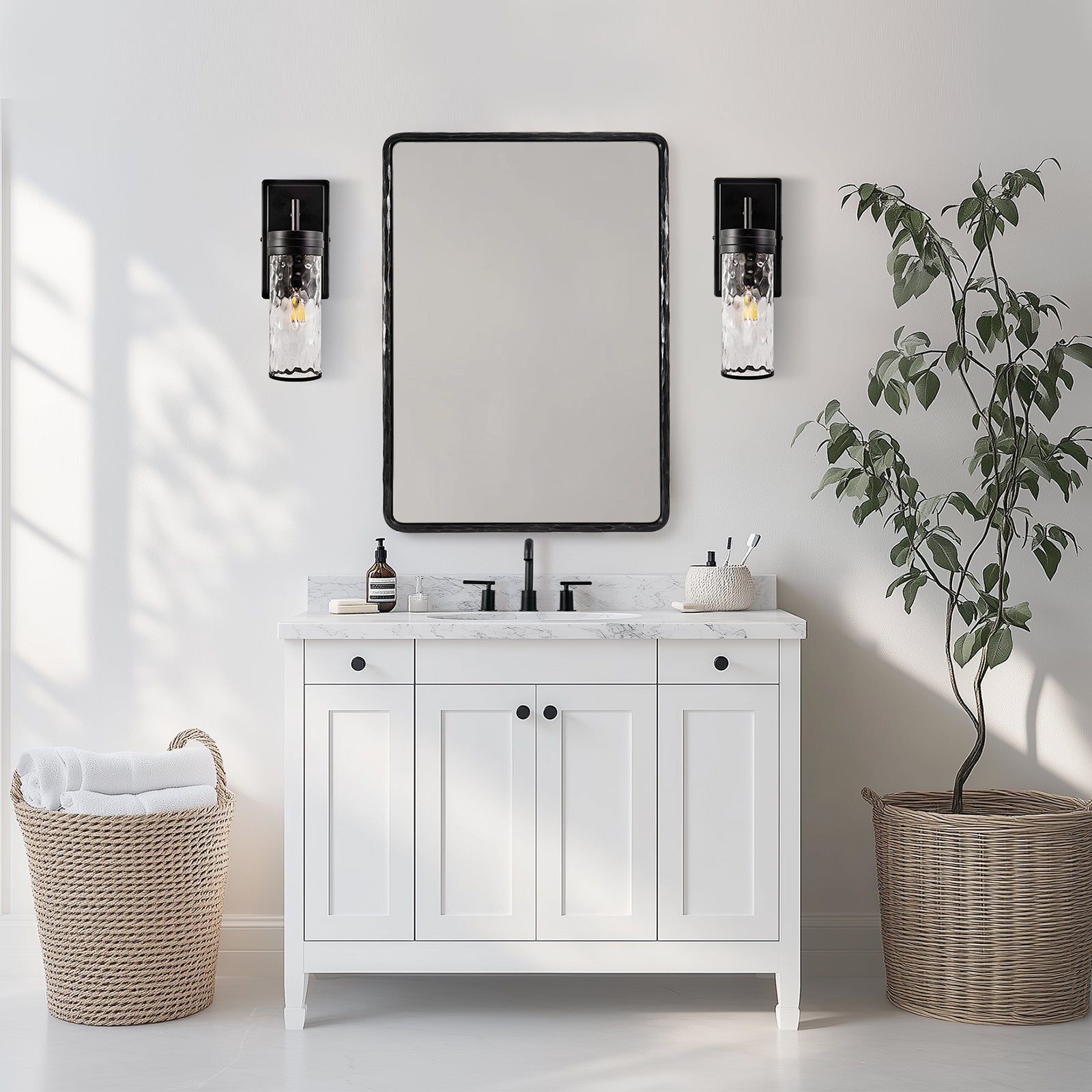 Tube Flow Hammer Glass Shade Bathroom Wall Sconces