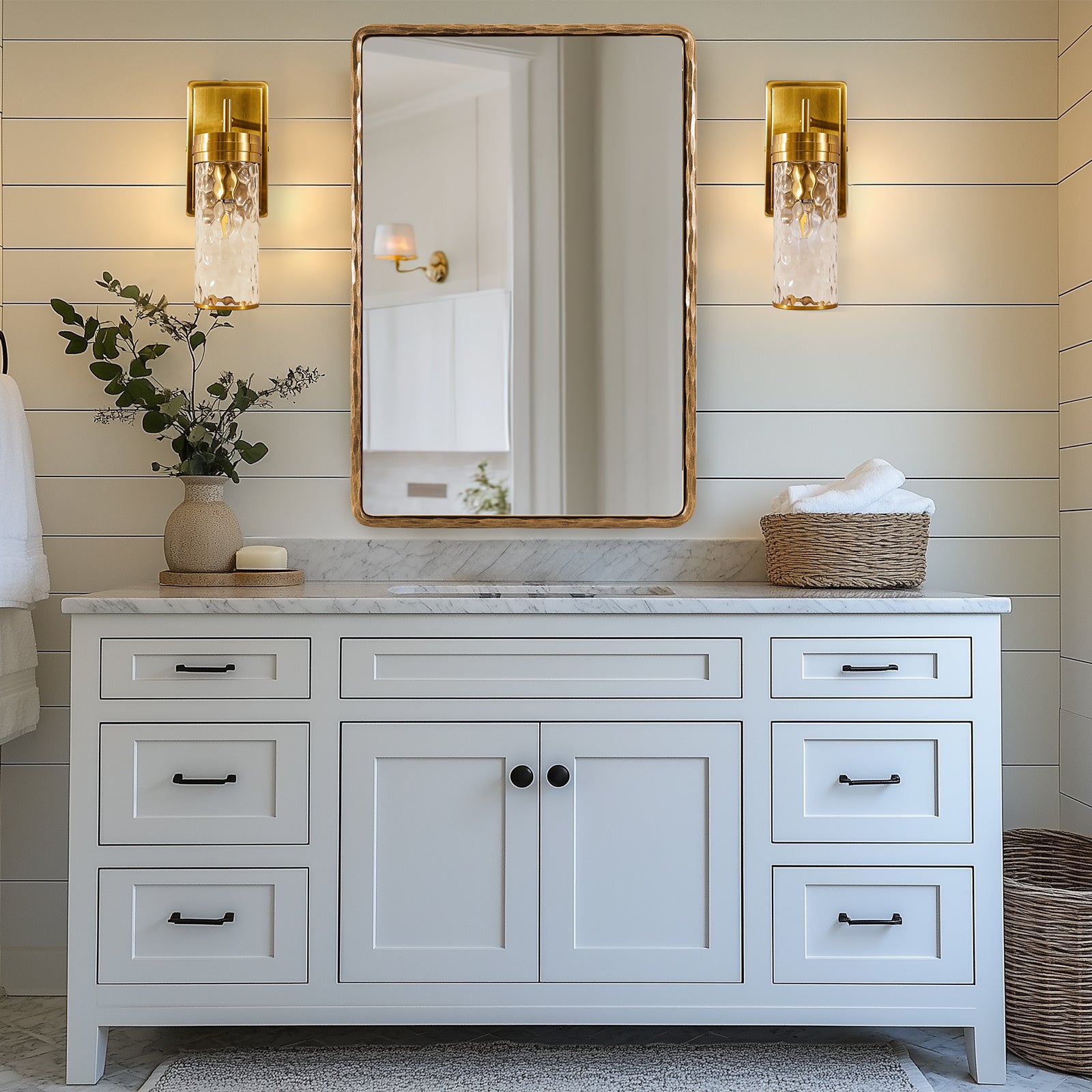 Tube Flow Hammer Glass Shade Bathroom Wall Sconces