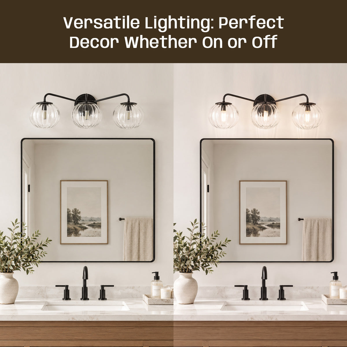 Contemporary Pumpkin Clear Glass Shades Bathroom Wall Sconce