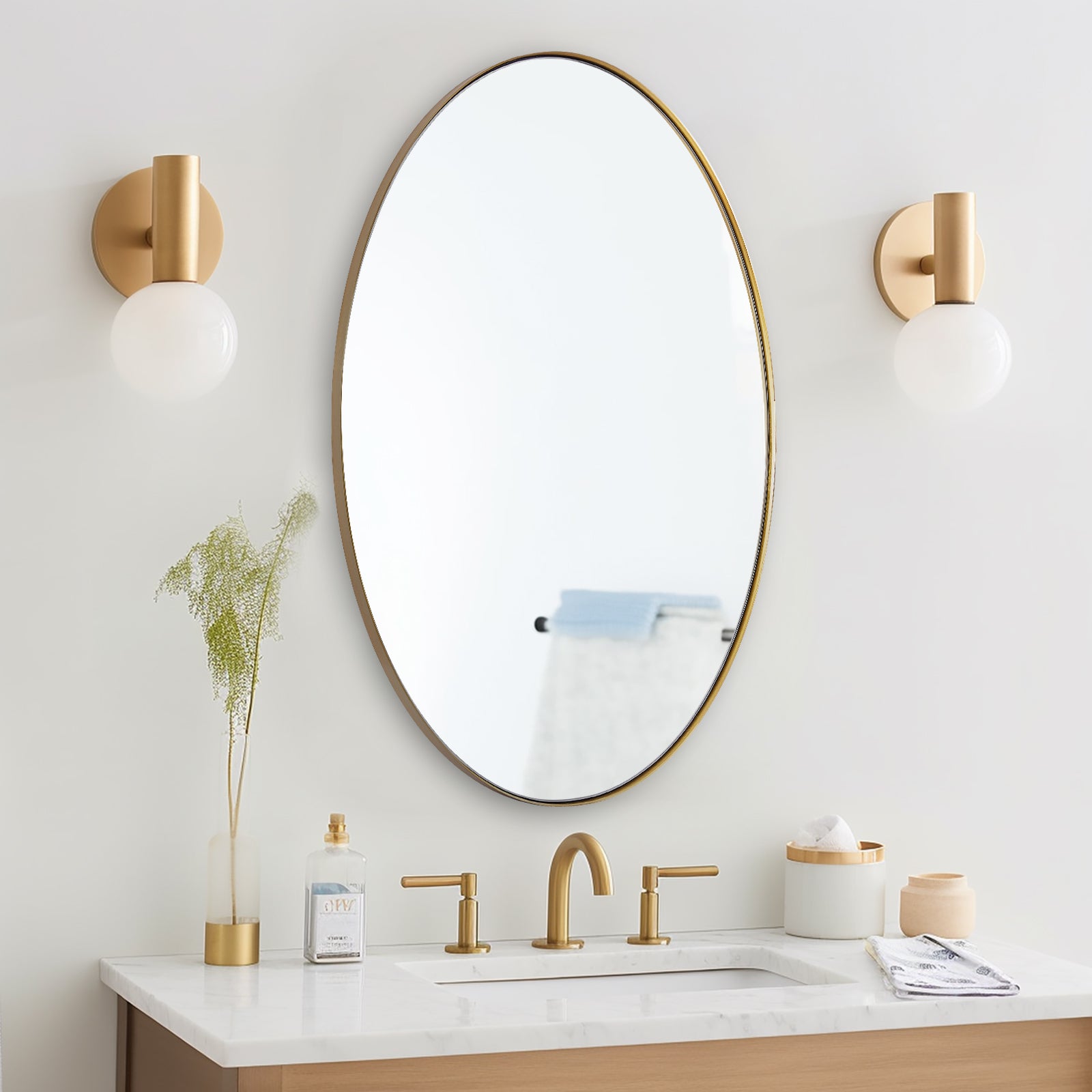 Modern Oval Bathroom Wall Mirrors |Stainless Steel Framed