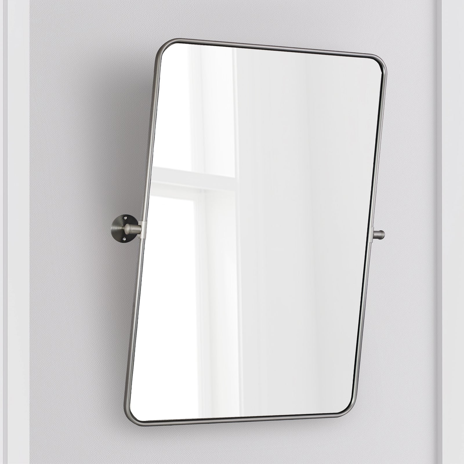 Modern Rectangle Pivot Mirror Adjustable Floating / Tilting Bathroom Mirror