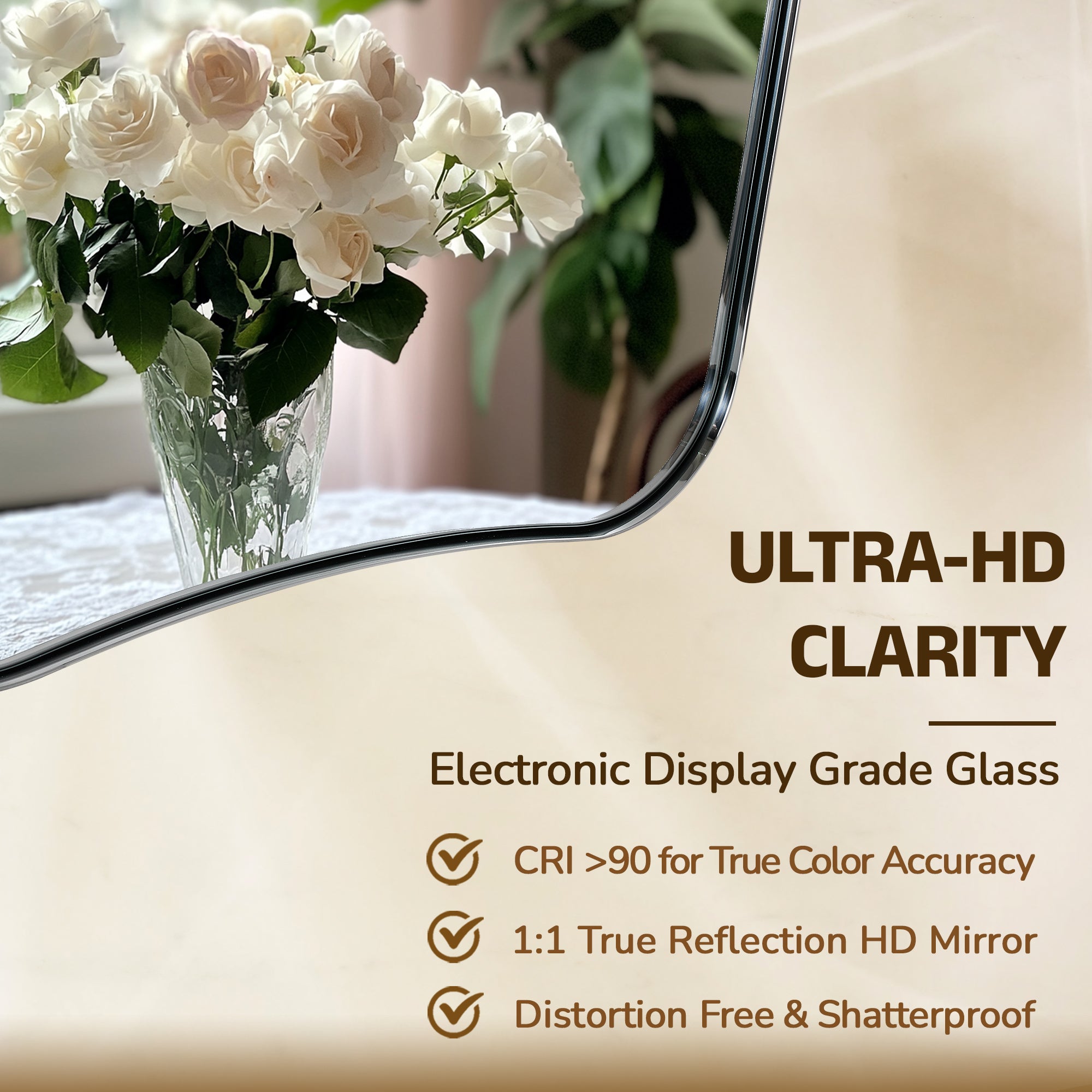 Contemporary Concave Scalloped Irregular Wall Mirror for Bathroom |Stainless Steel Frame