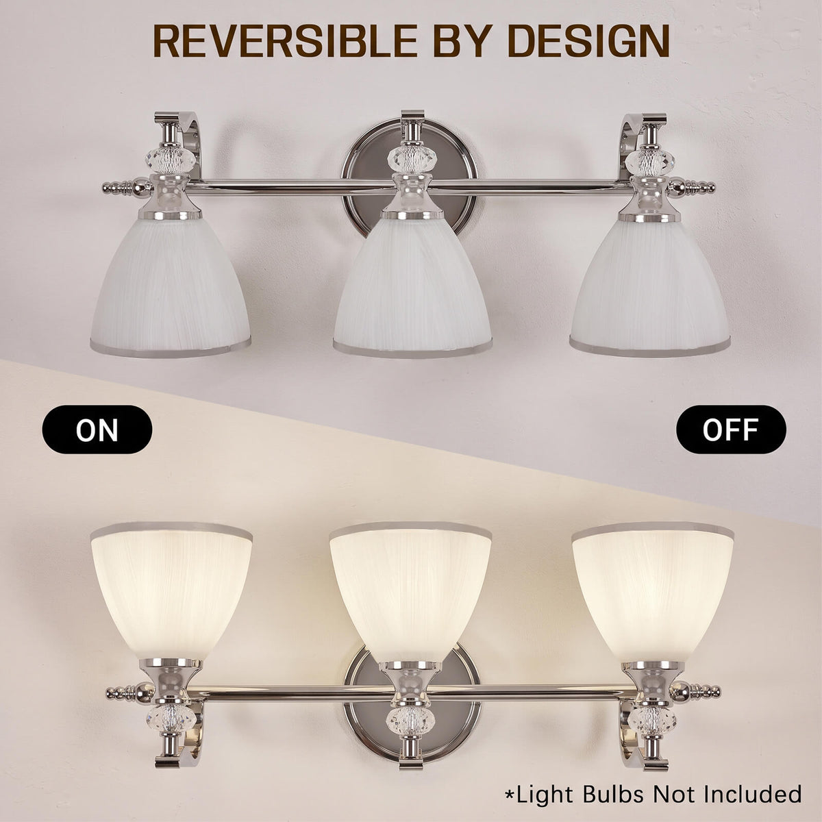 Vintage Frosted Trumpet Glass Shade Bathroom Vanity Light