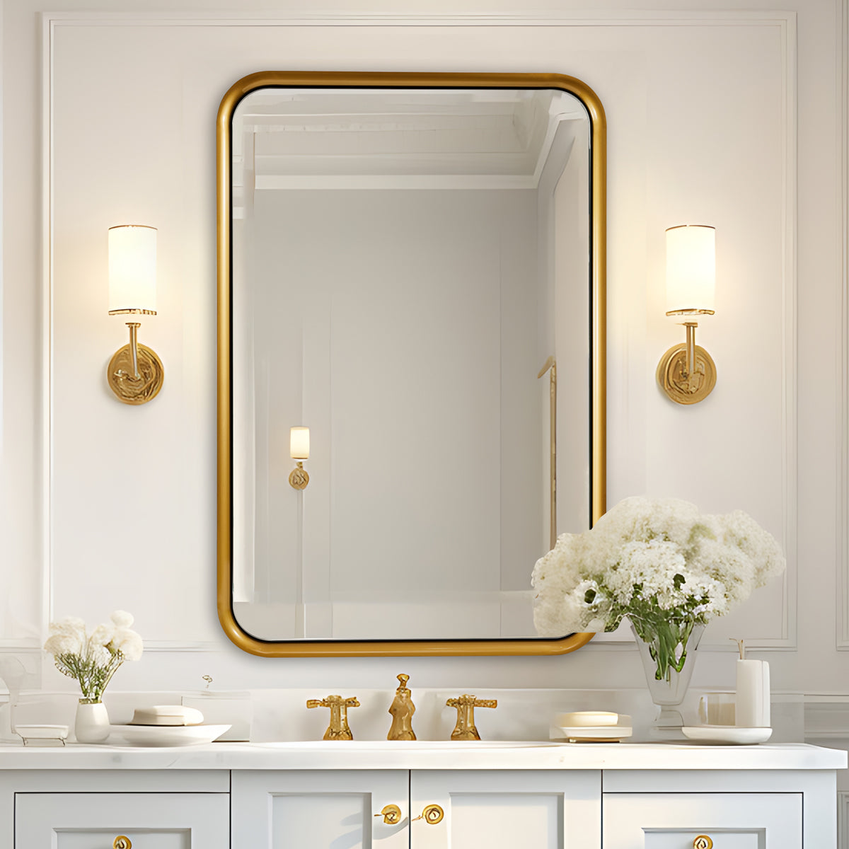 Open Box Like New:Metal Reverse Expansion Frame Suspended Mirror Rectangle Wall Mirror