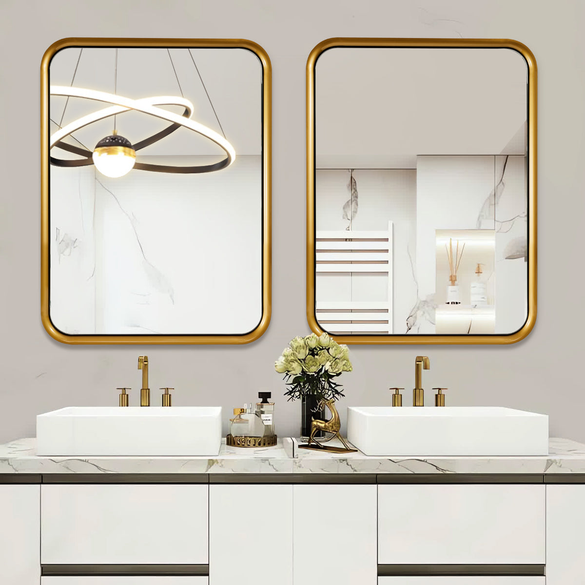 Open Box Like New:Metal Reverse Expansion Frame Suspended Mirror Rectangle Wall Mirror