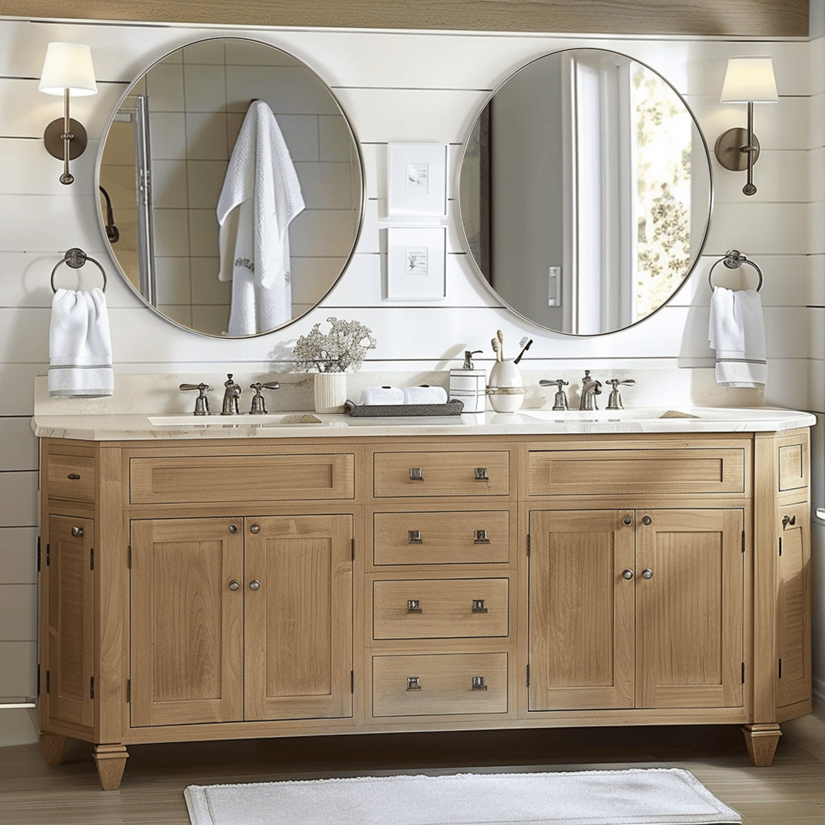 Contemporary Round Bathroom Mirrors Circle Wall Mirrors | Stainless Steel Frame