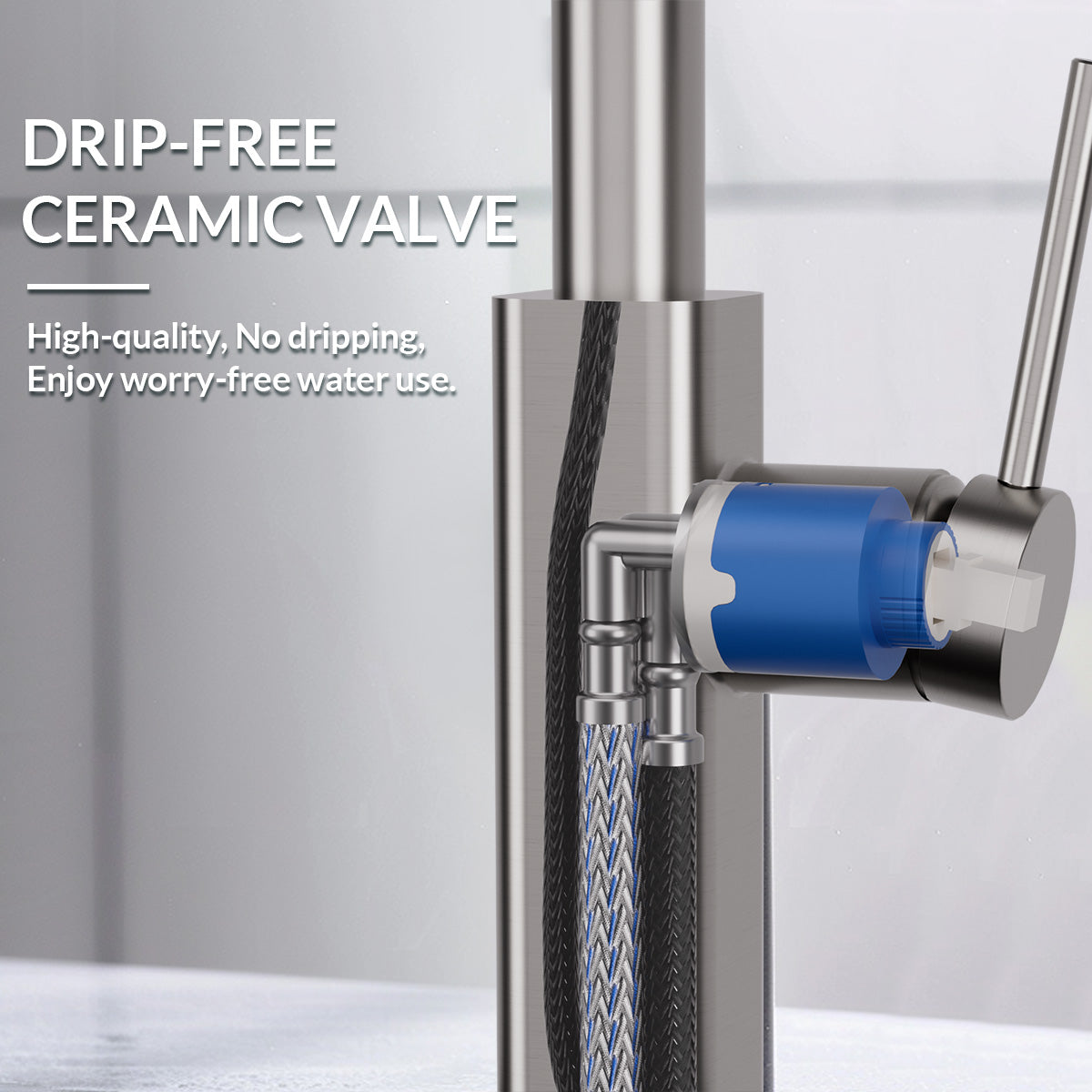 Modern Stainless Steel Single Hole Kitchen Faucet with Pull-Out Sprayer