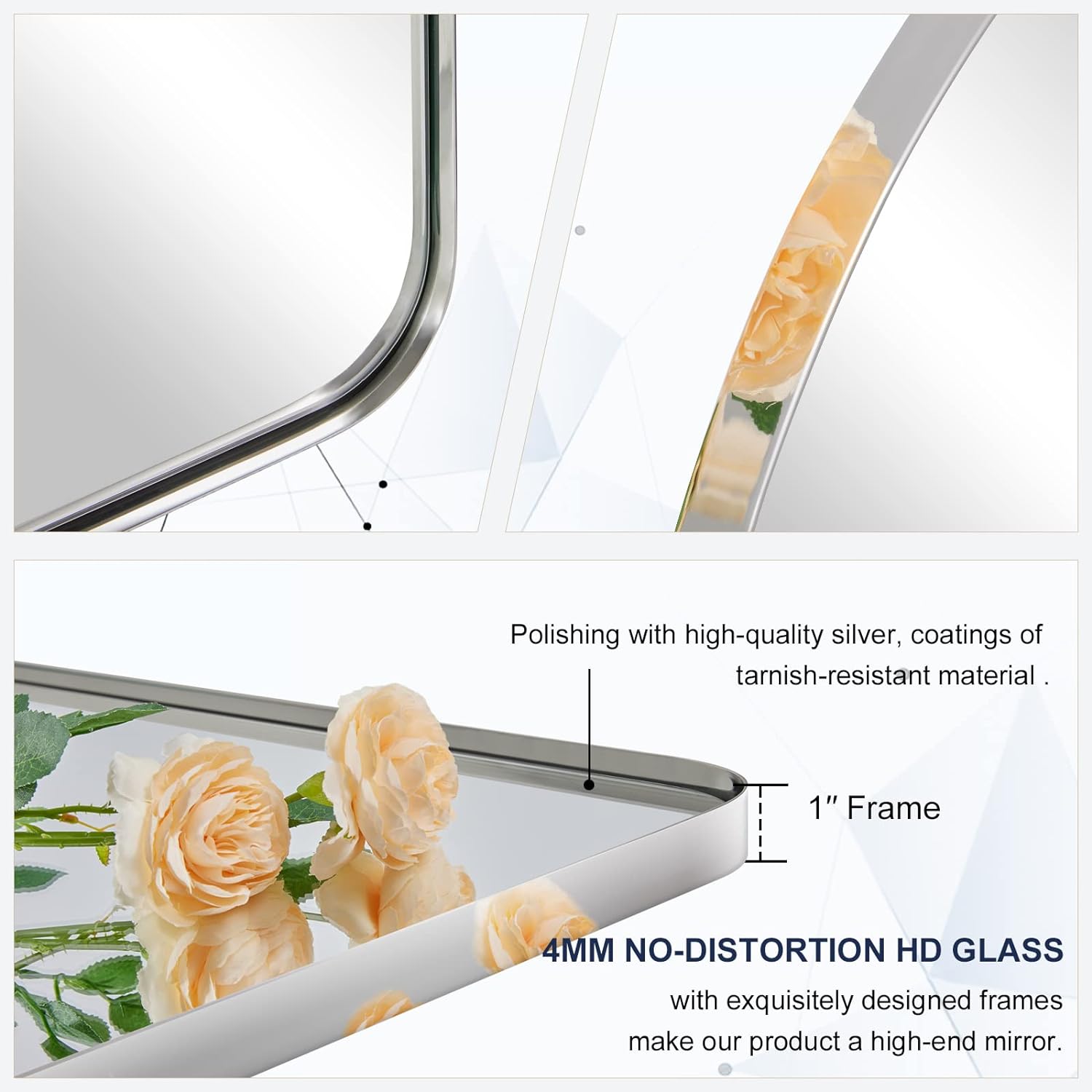 Contemporary Arched Bathroom Vanity Mirror | Stainless Steel Frame