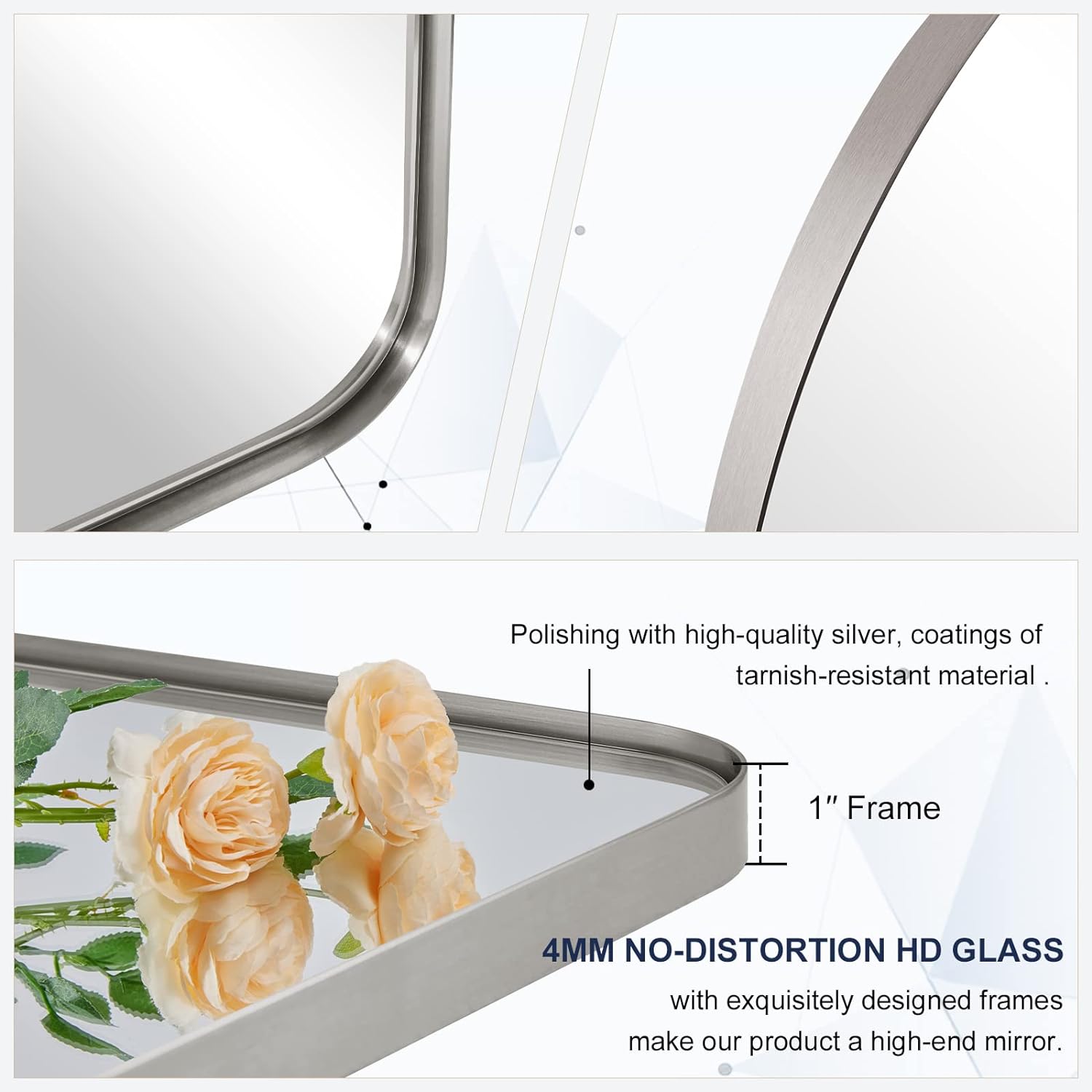 Contemporary Arched Bathroom Vanity Mirror | Stainless Steel Frame