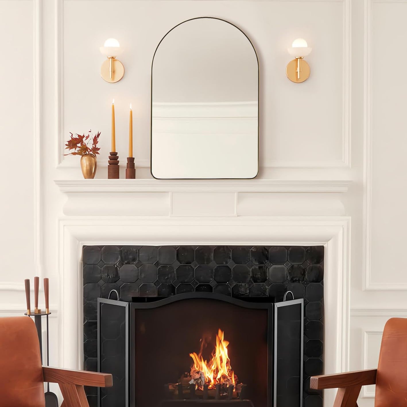 Open Box Like New: Contemporary Arched Bathroom Vanity Mirror