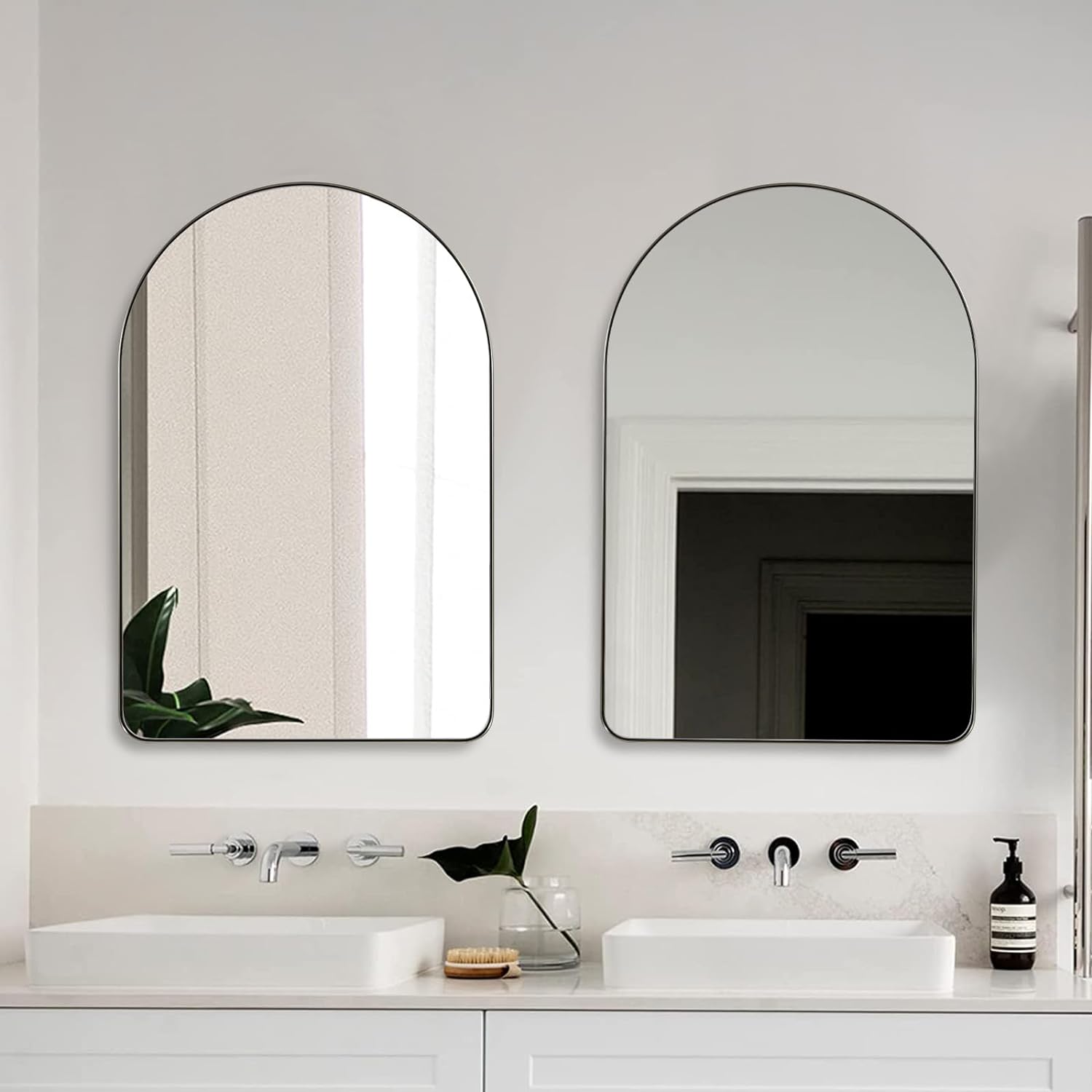 Contemporary Arched Bathroom Vanity Mirror | Stainless Steel Frame