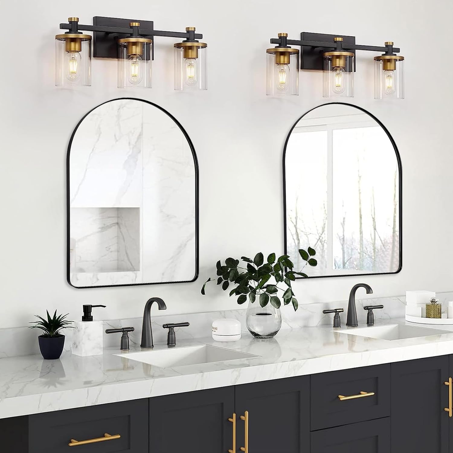 Contemporary Arched Bathroom Vanity Mirror | Stainless Steel Frame