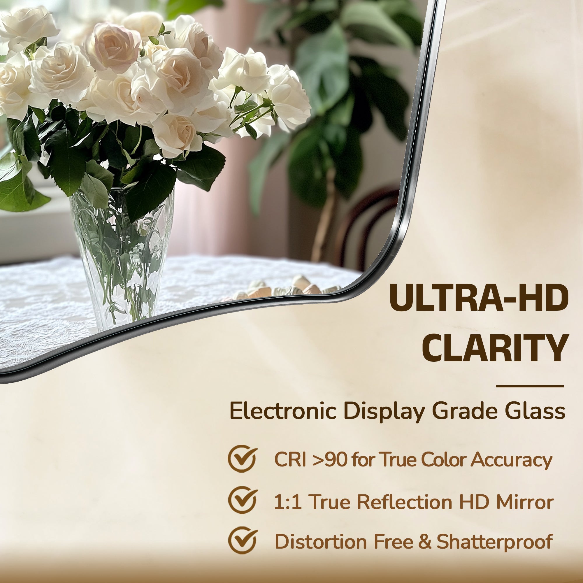 Contemporary Concave Scalloped Irregular Wall Mirror for Bathroom |Stainless Steel Frame