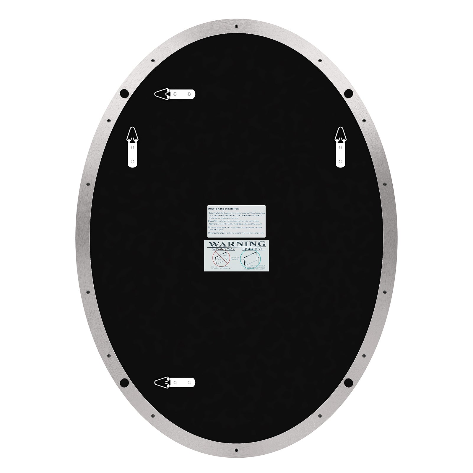 Open Box Like New: Modern Oval Wall Mounted Mirror for Bathroom Living Room | Stainless Steel Framed