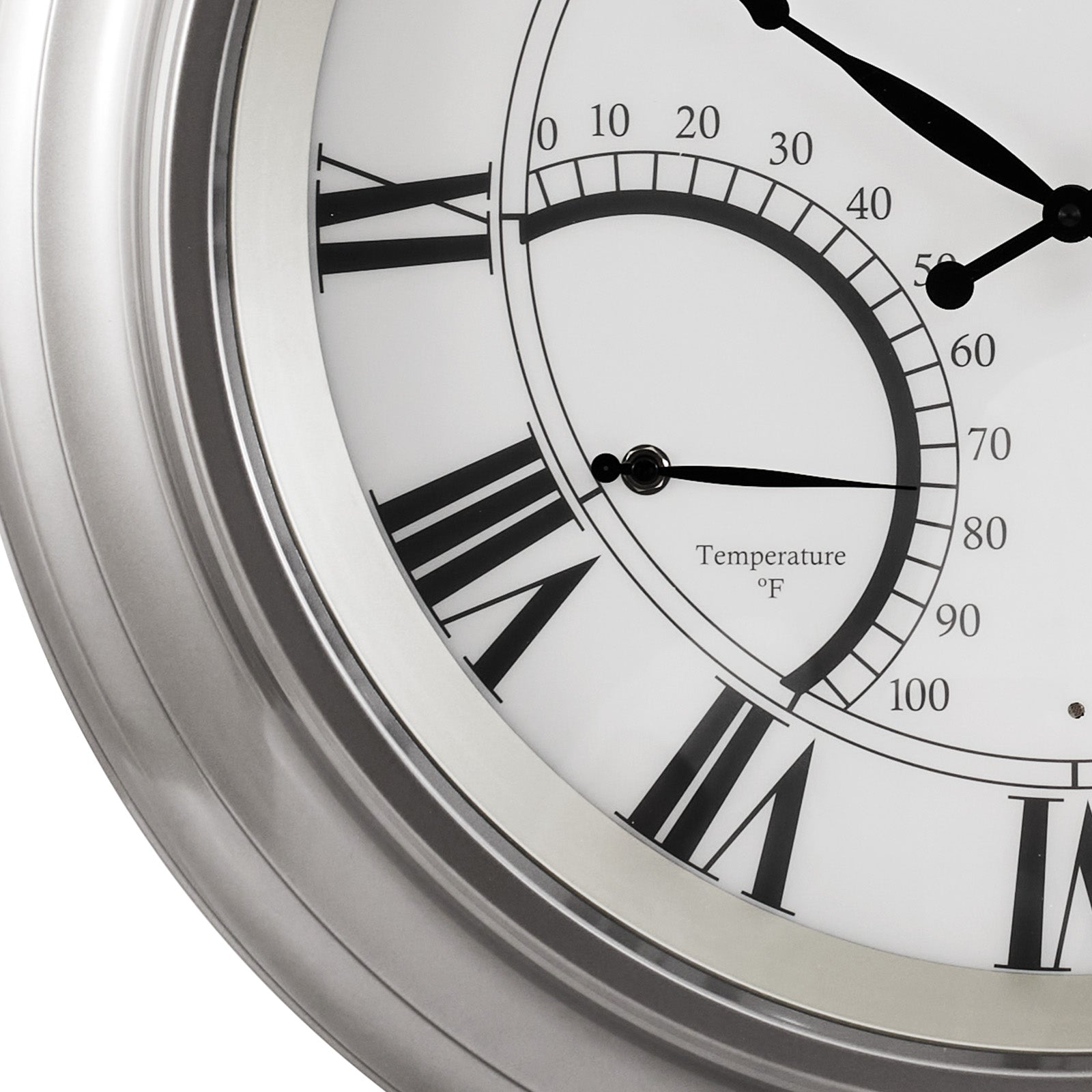 Contemporary Large Outdoor Wall Clock with Thermometer Waterproof Illuminated,24 Inch