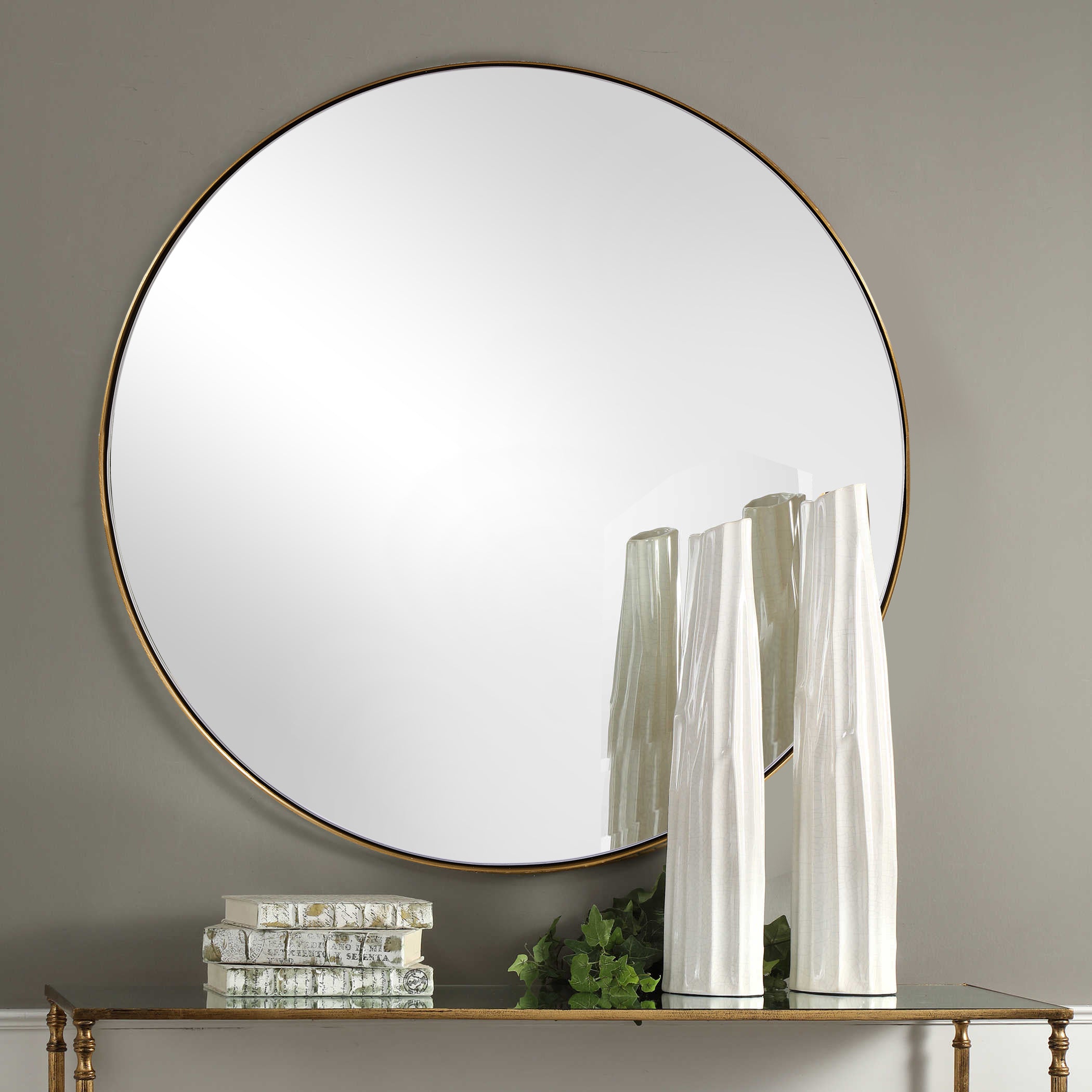 Contemporary Round Bathroom Mirrors Circle Wall Mirrors | Stainless Steel Frame