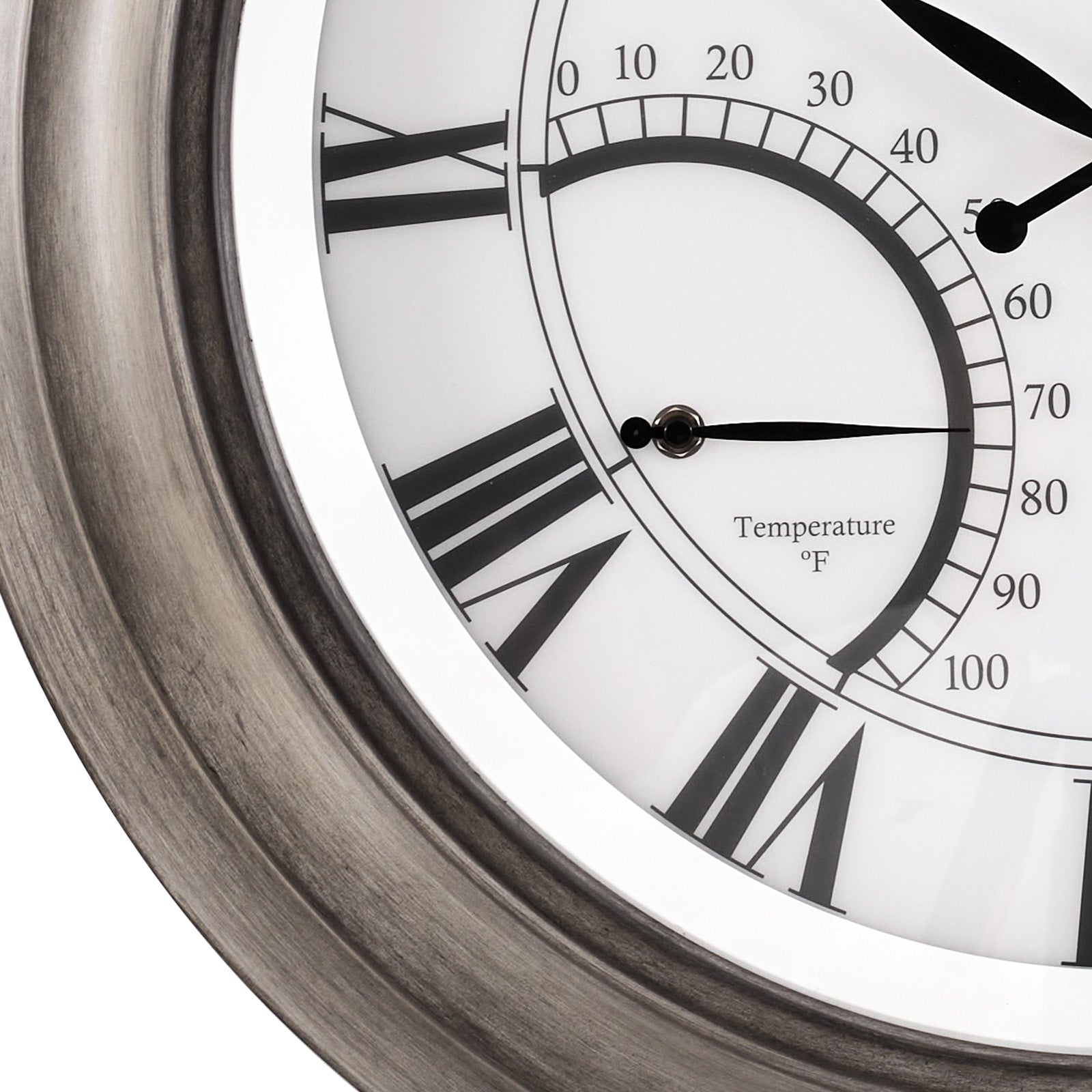 Contemporary Large Outdoor Wall Clock with Thermometer Waterproof Illuminated,24 Inch