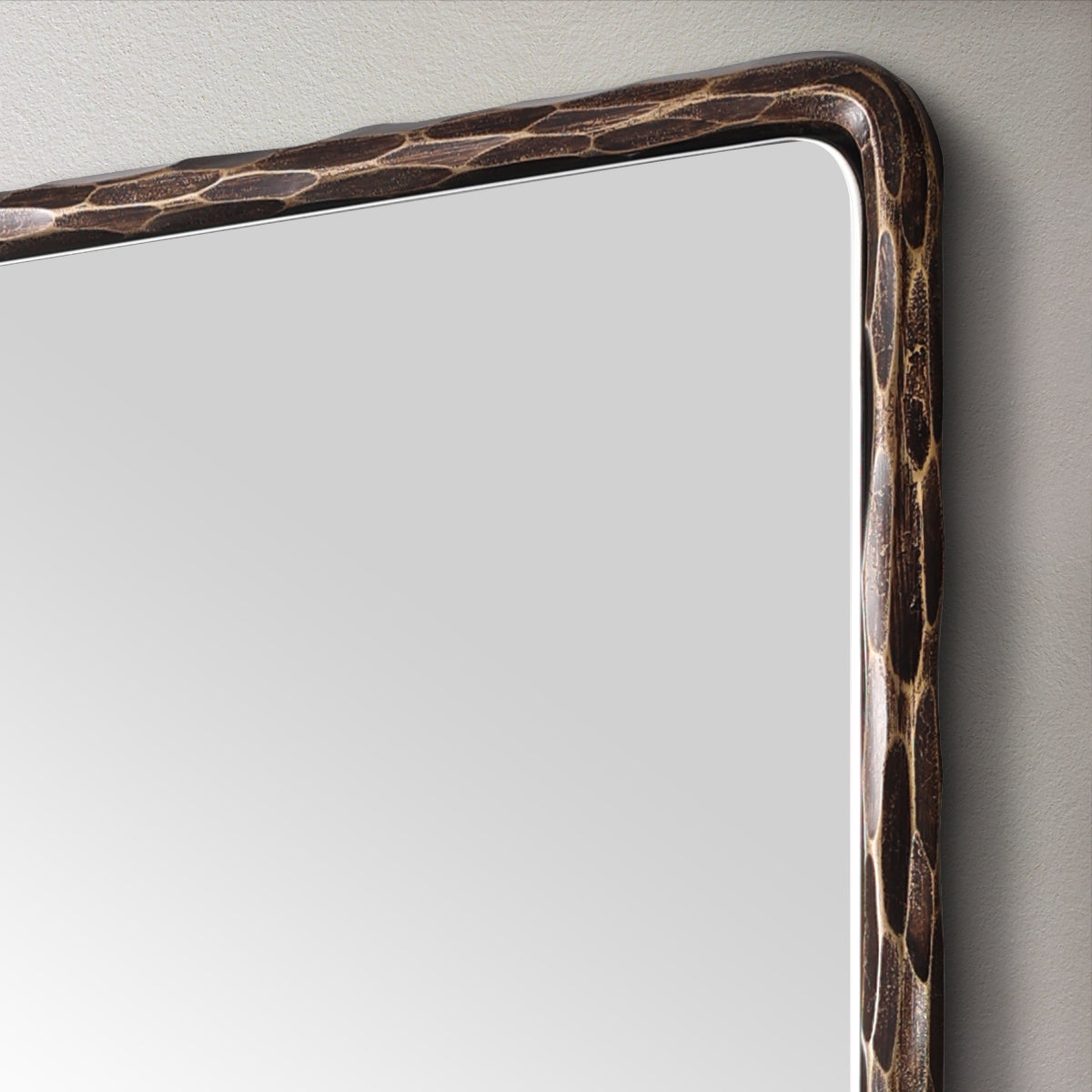 Antique Hand Hammer Frame Forged Iron Rectangle Wall Mirrors Wrought Iron Mirror