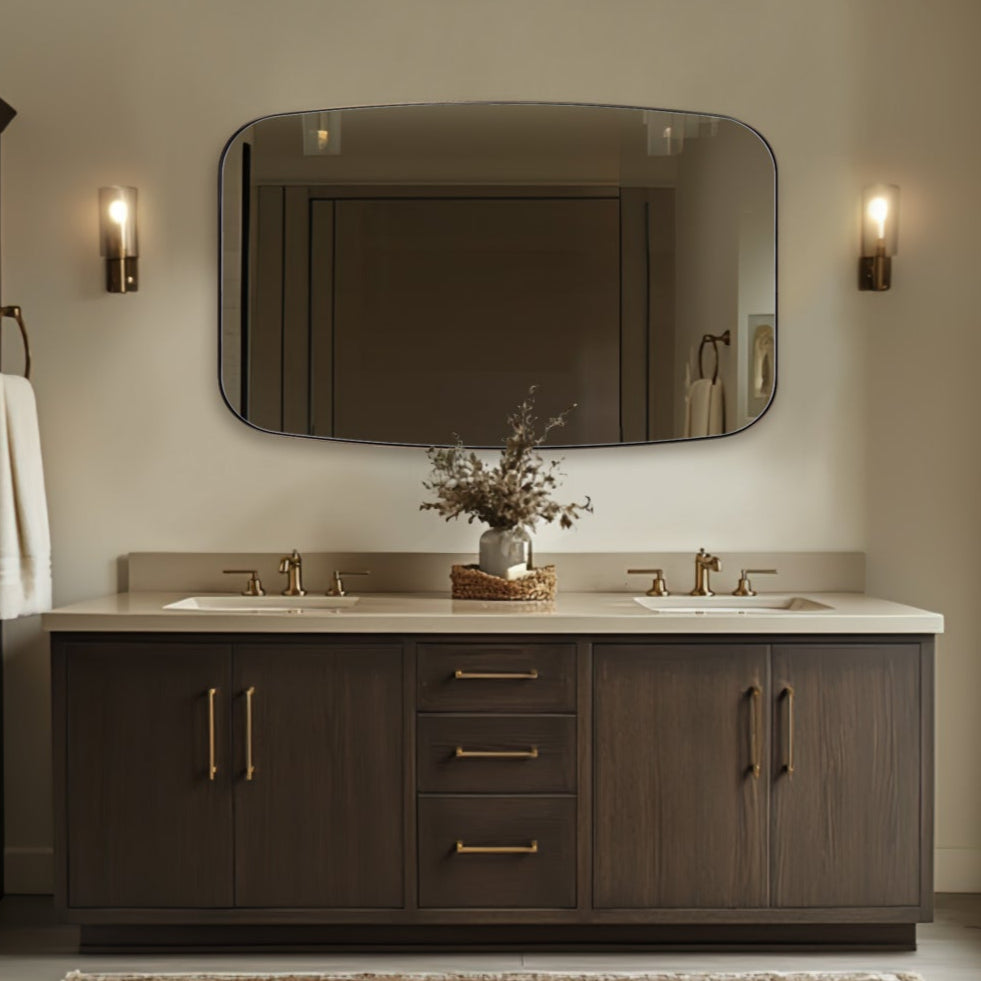 Open Box Like New:Modern Oblong Bathroom Mirror Long Oval Mirror