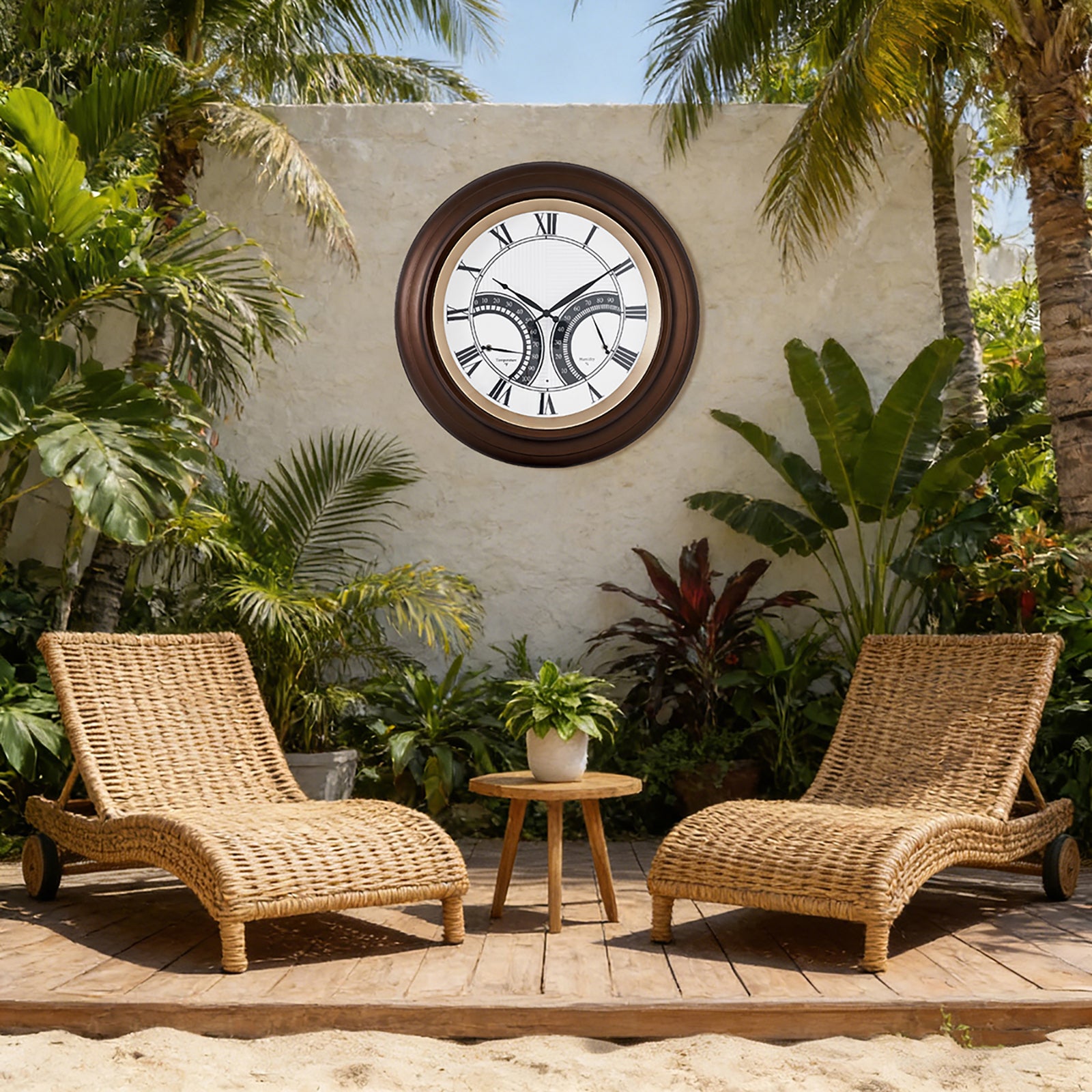 Contemporary 24 Inch Large Outdoor Wall Clock Waterproof Illuminated Clock,Stripe Dial