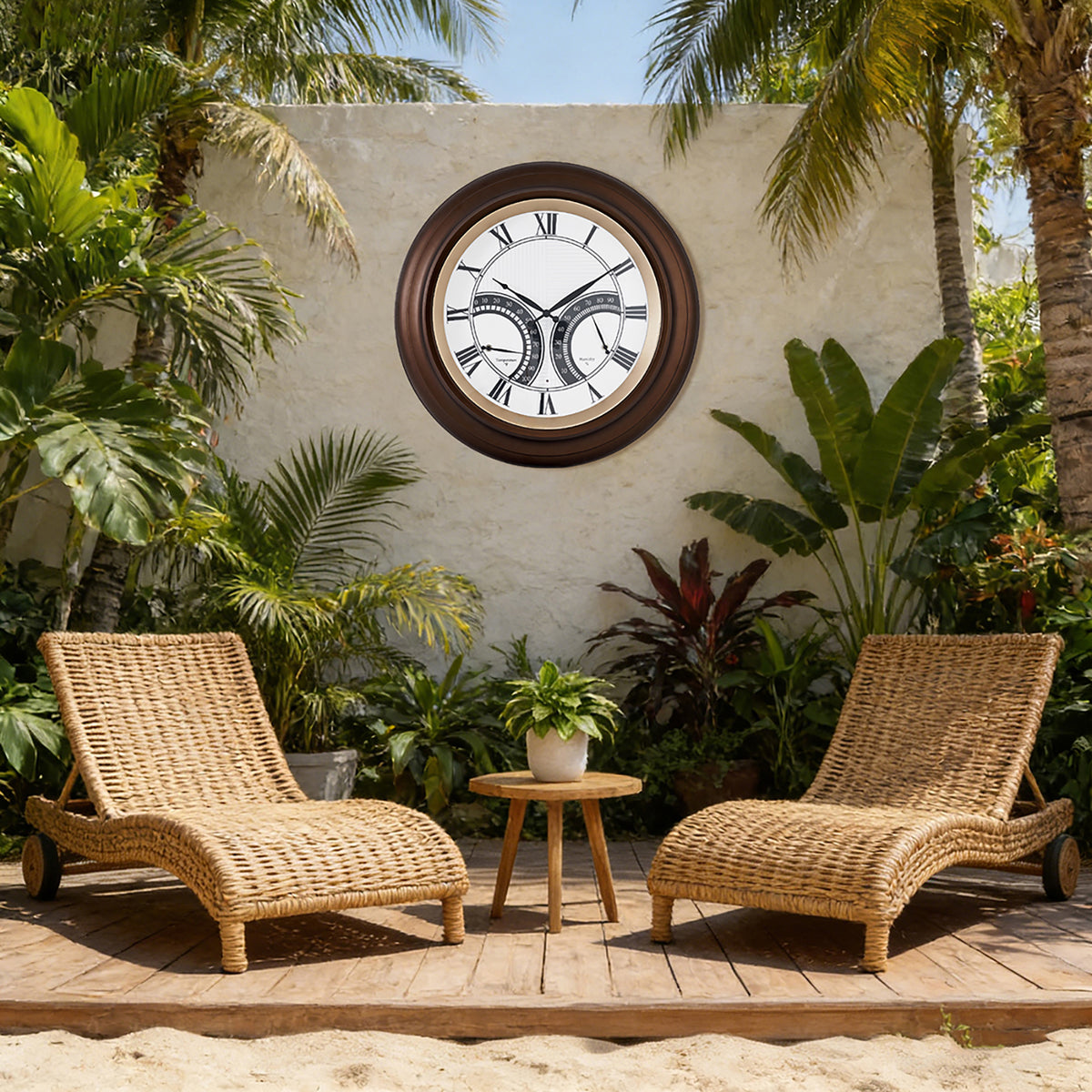 Contemporary 24 Inch Large Outdoor Wall Clock Waterproof Illuminated Clock,Stripe Dial