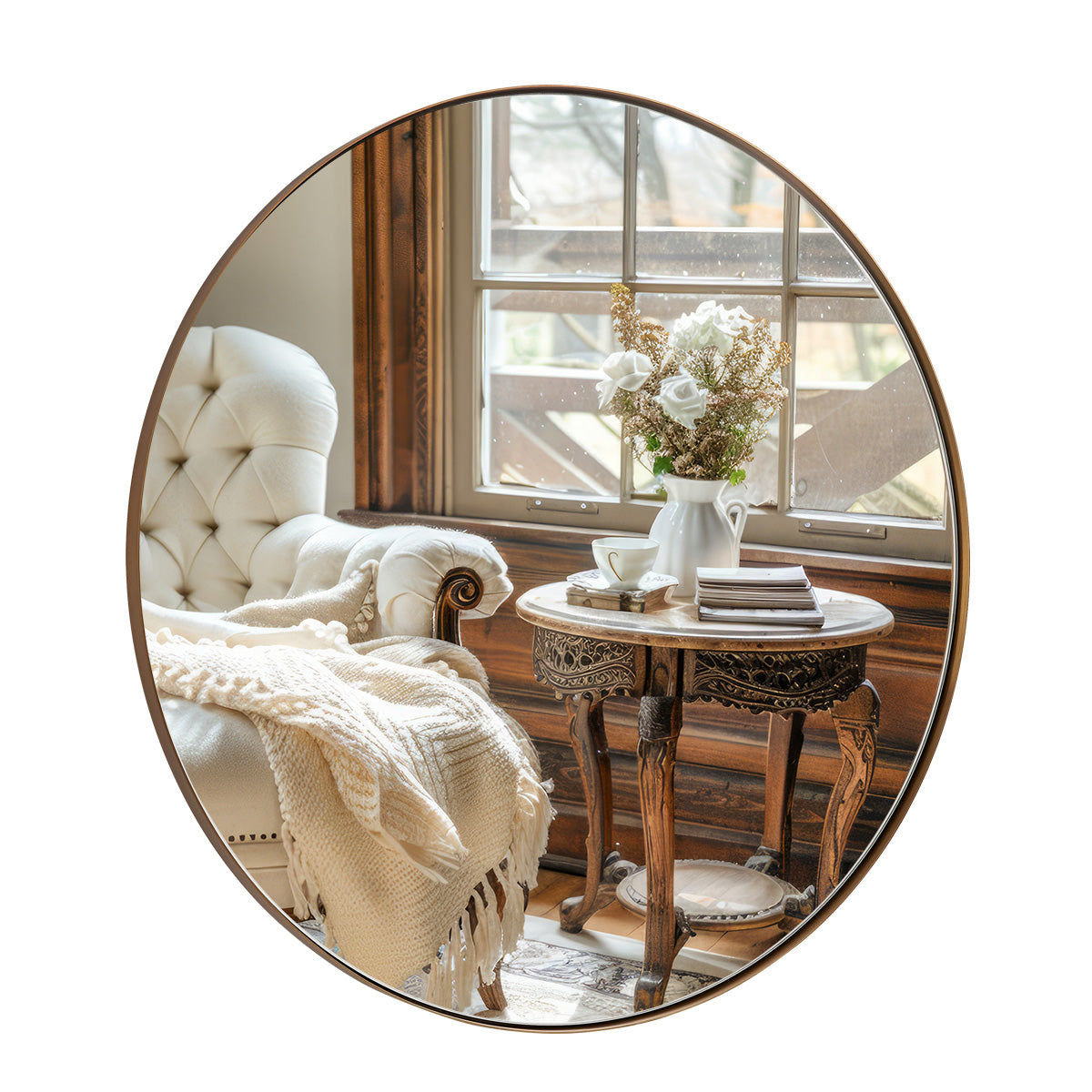 Contemporary Round Bathroom Mirrors Circle Wall Mirrors | Stainless Steel Frame