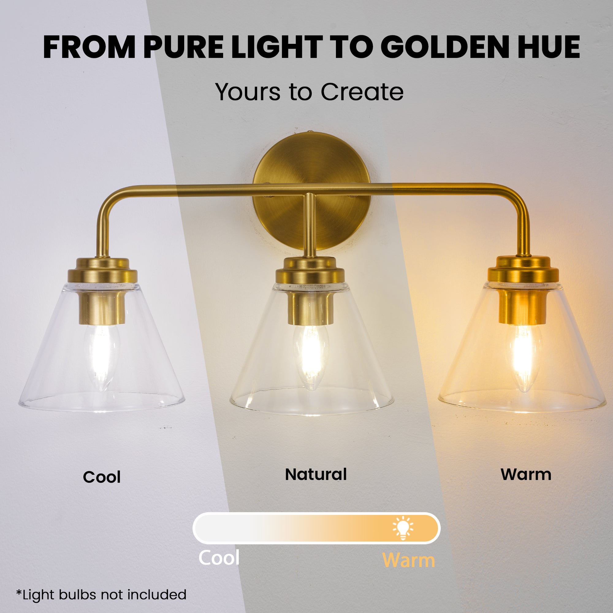 Open Box Like New:Modern Cone Clear Glass Shade Bathroom Wall Sconces