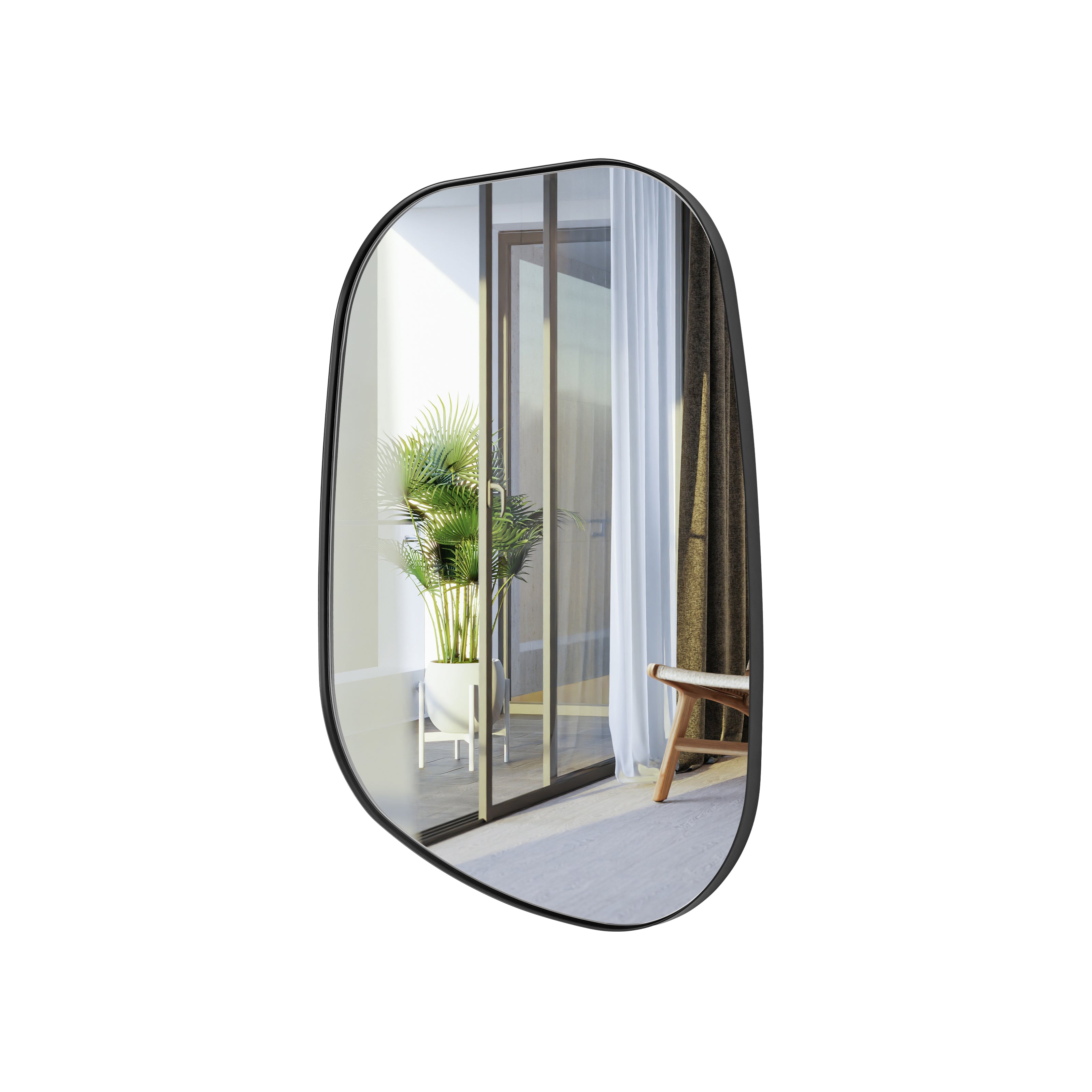 Asymmetrical Irregular Bathroom Wall Mirror | Stainless Steel Frame
