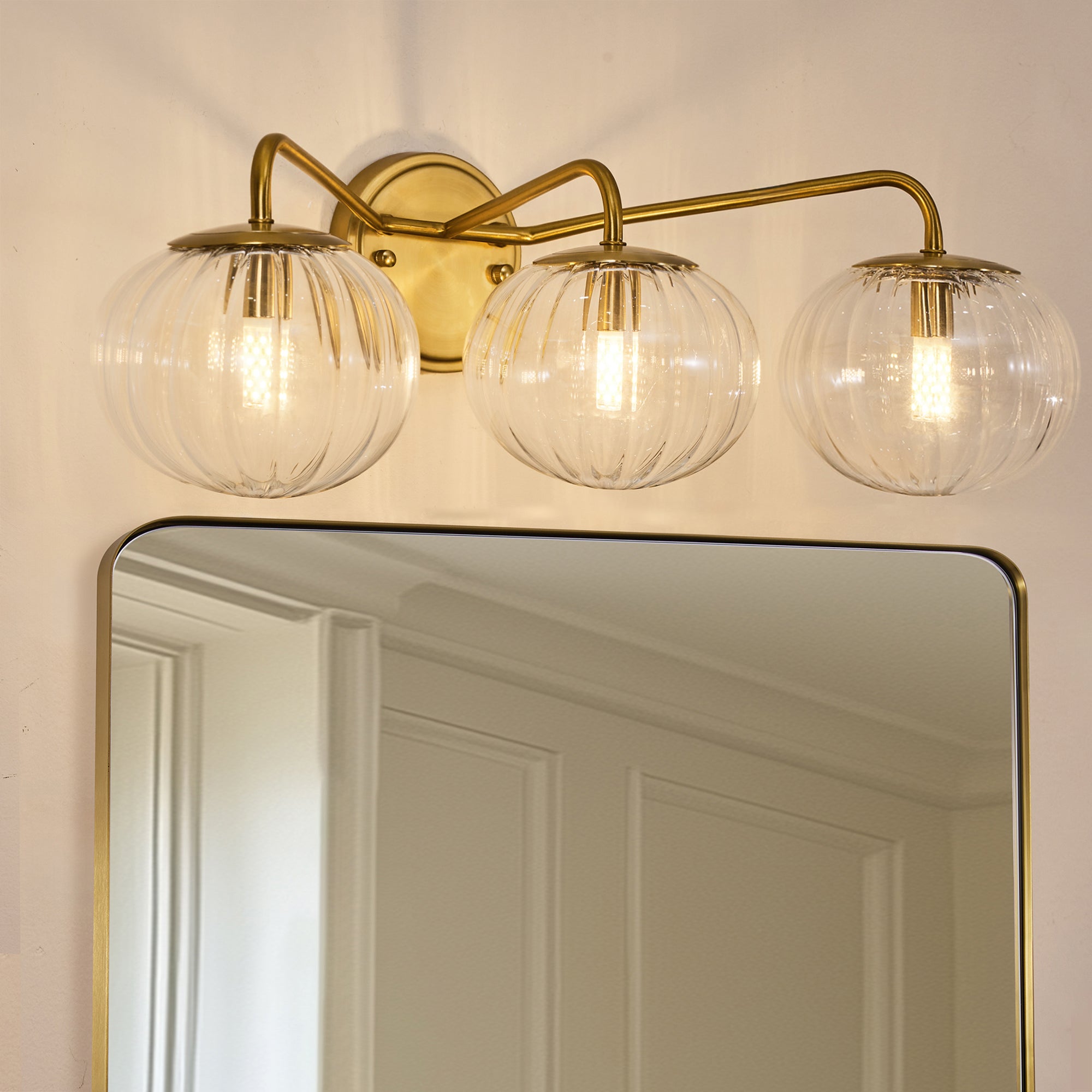 Contemporary Pumpkin Clear Glass Shades Bathroom Wall Sconce