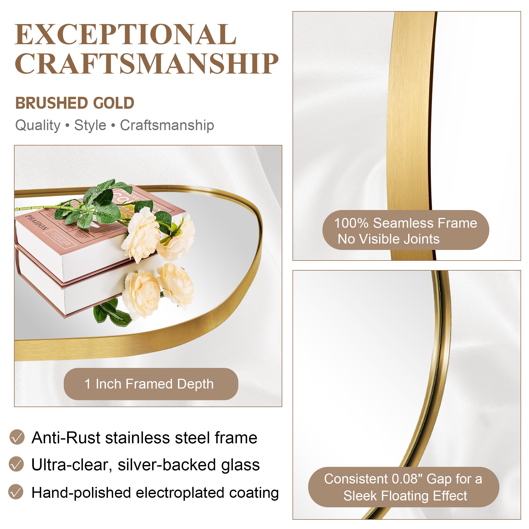 Asymmetrical Irregular Bathroom Wall Mirror | Stainless Steel Frame