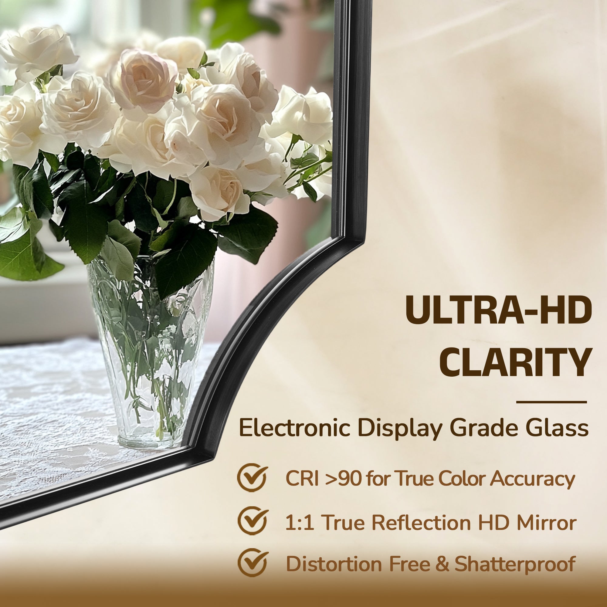 Open Box Like New : Notched Corner Scalloped Rectangle Bathroom Vanity Mirror | Stainless Steel Farme