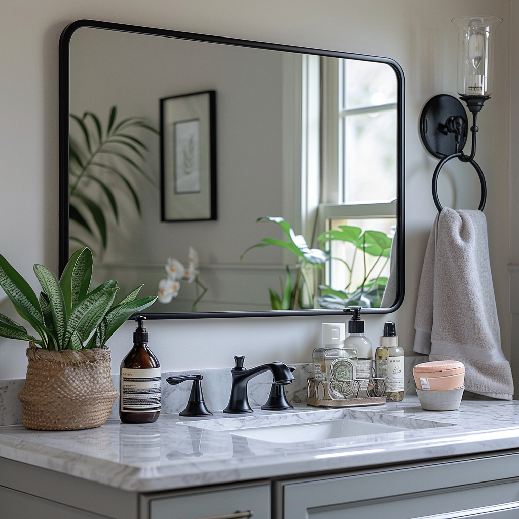 Modern Rounded Rectangular Bathroom Wall Mirror |Thicker Stainless Steel Framed