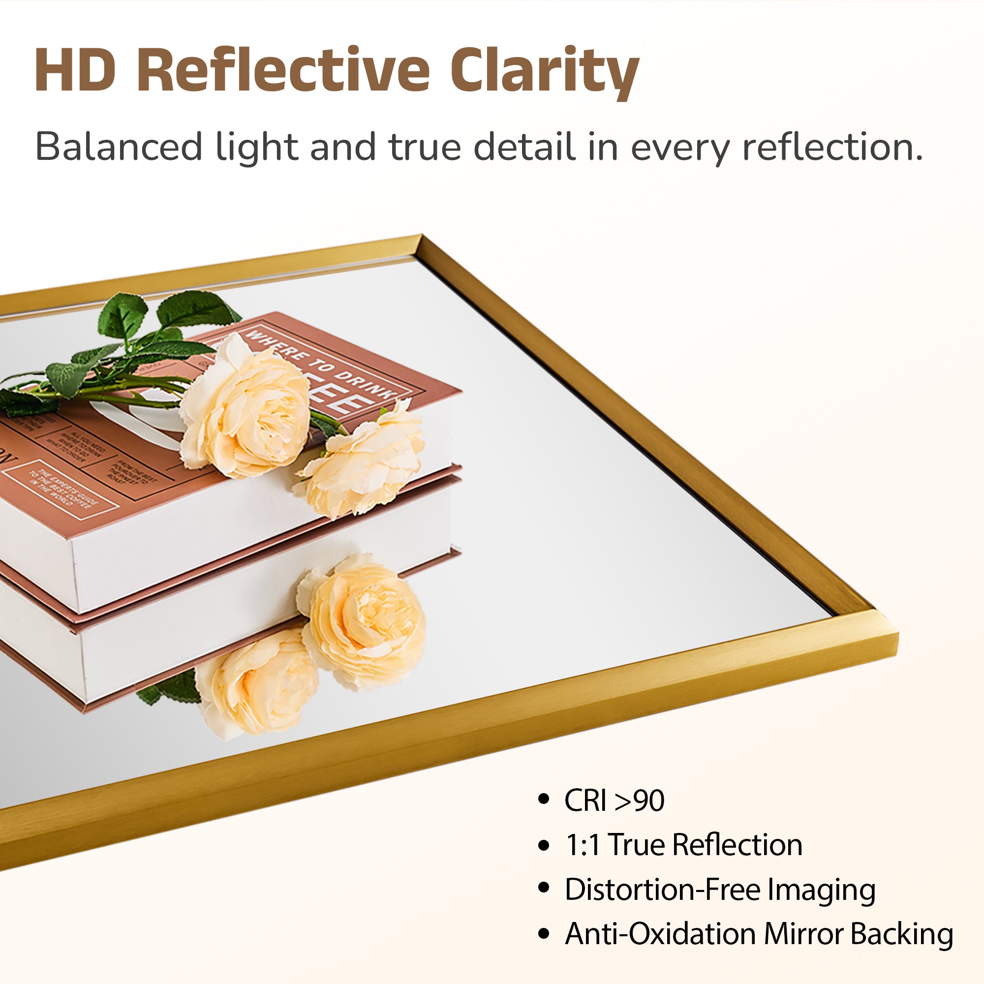 Luxury Beveled Stainless Steel Framed Rectangular Bathroom Vanity Mirror