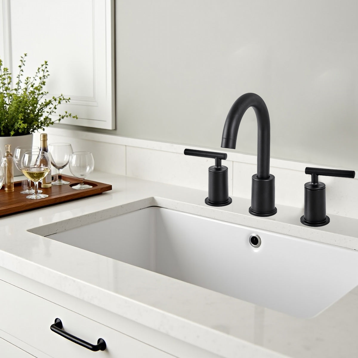 ANDY STAR Bathroom Faucet 3 Hole, 360 Degree Swivel Spout Bathroom Sink Faucet with 2 Level Handle of Hot&Cold Water Control